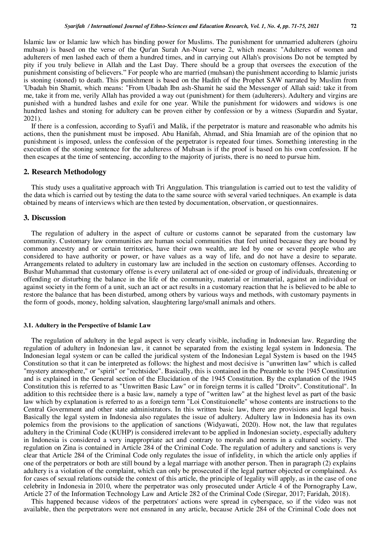 JURIS Zina Act Review from Islamic Law in Bandar Sinembah Village Tanjung Morawa