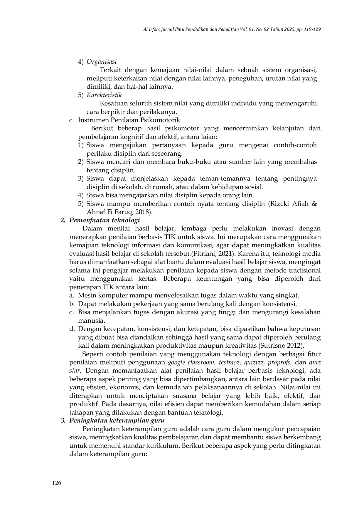 JURIS Pengembangan Penilaian Guru Tingkat MI SD dalam Meningkatkan Hasil Belajar Siswa