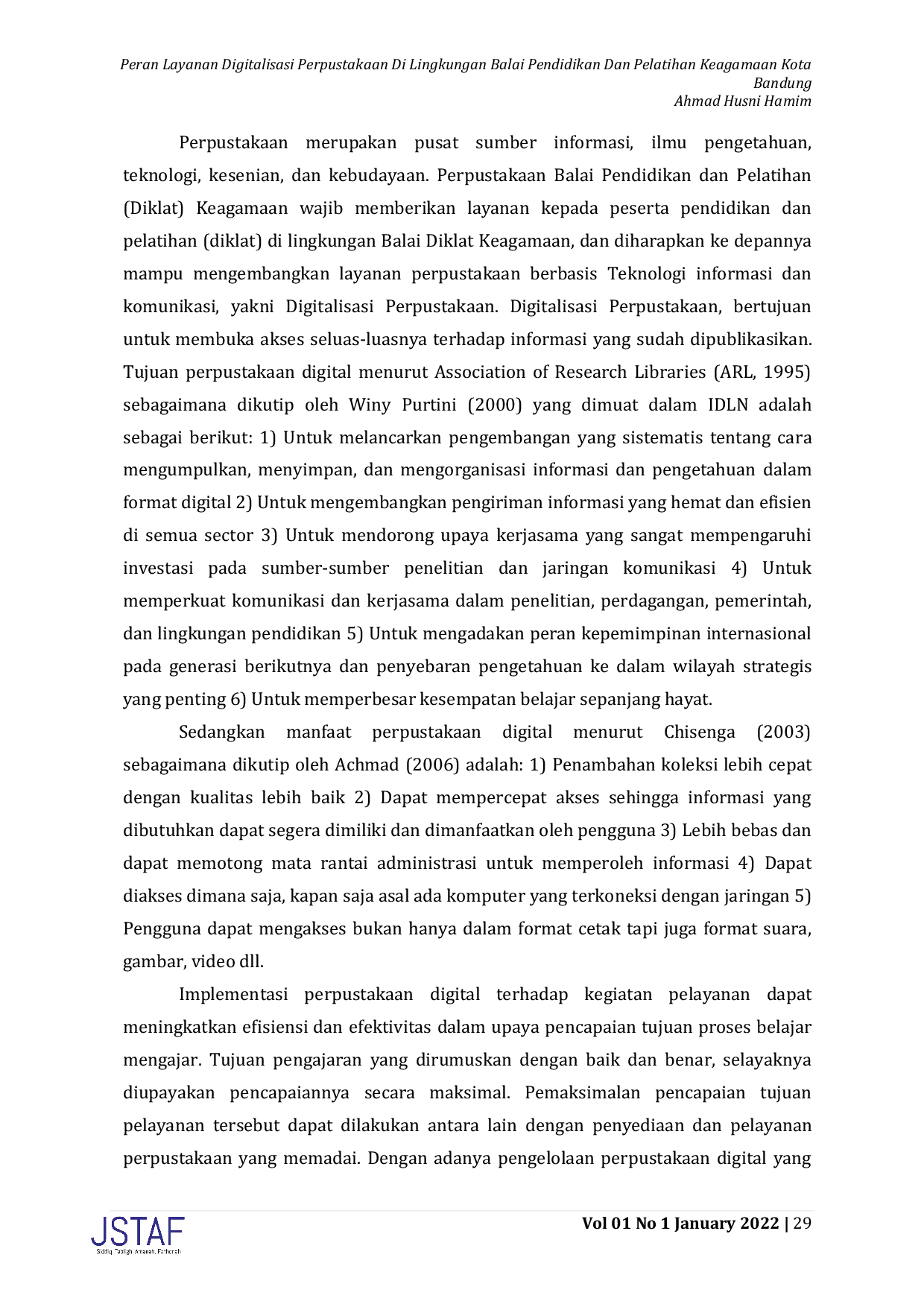 JURIS Peran Layanan Digitalisasi Perpustakaan di Lingkungan Balai Pendidikan dan Pelatihan Keagamaan Kota Bandung