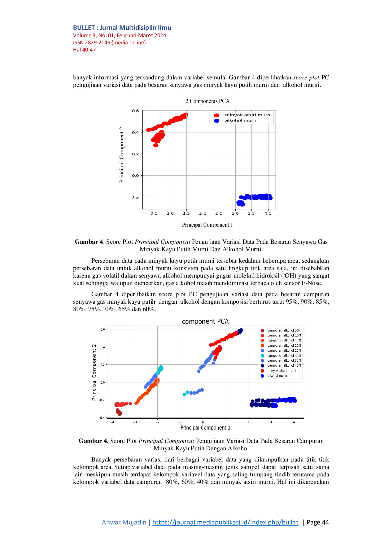 JURIS Pengujian Kemurnian Minyak Kayu Putih Berbasis Electronic Nose Menggunakan Metode PCA Dan Neural Network