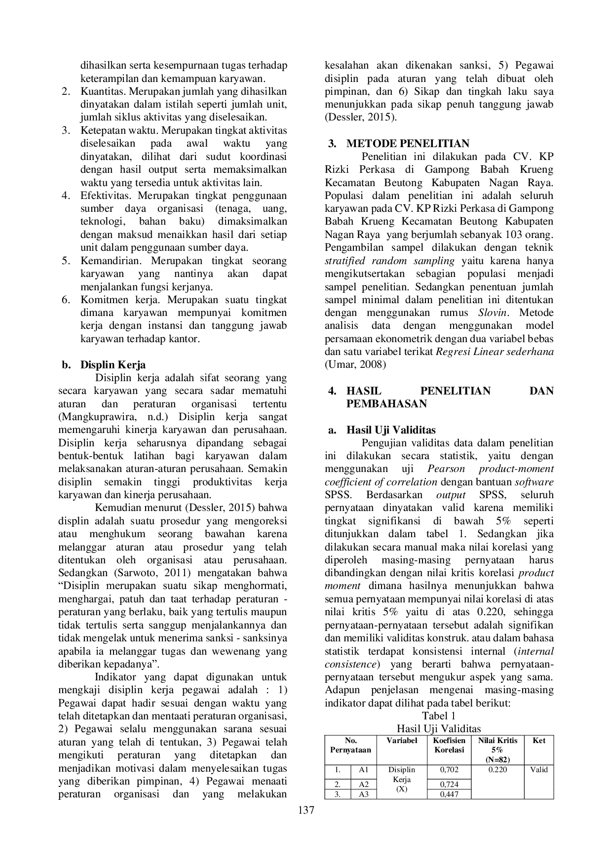 JURIS Pengaruh Disiplin Kerja Terhadap Kinerja Karyawan Pada Cv Kp Rizki Perkasa Di Gampong Babah Krueng Kecamatan Beutong Kabupaten Nagan Raya