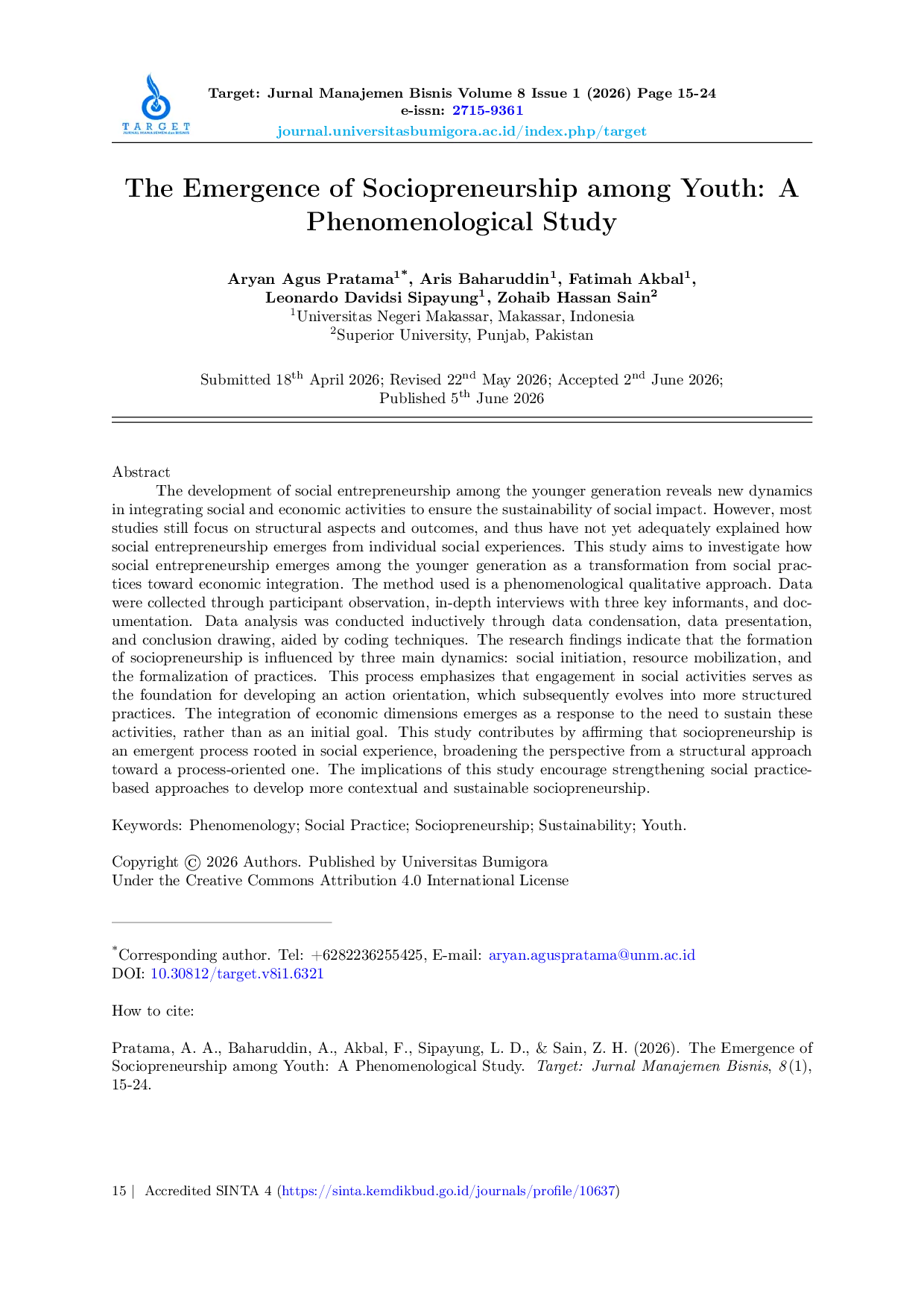 JURIS The Emergence of Sociopreneurship among Youth A Phenomenological Study