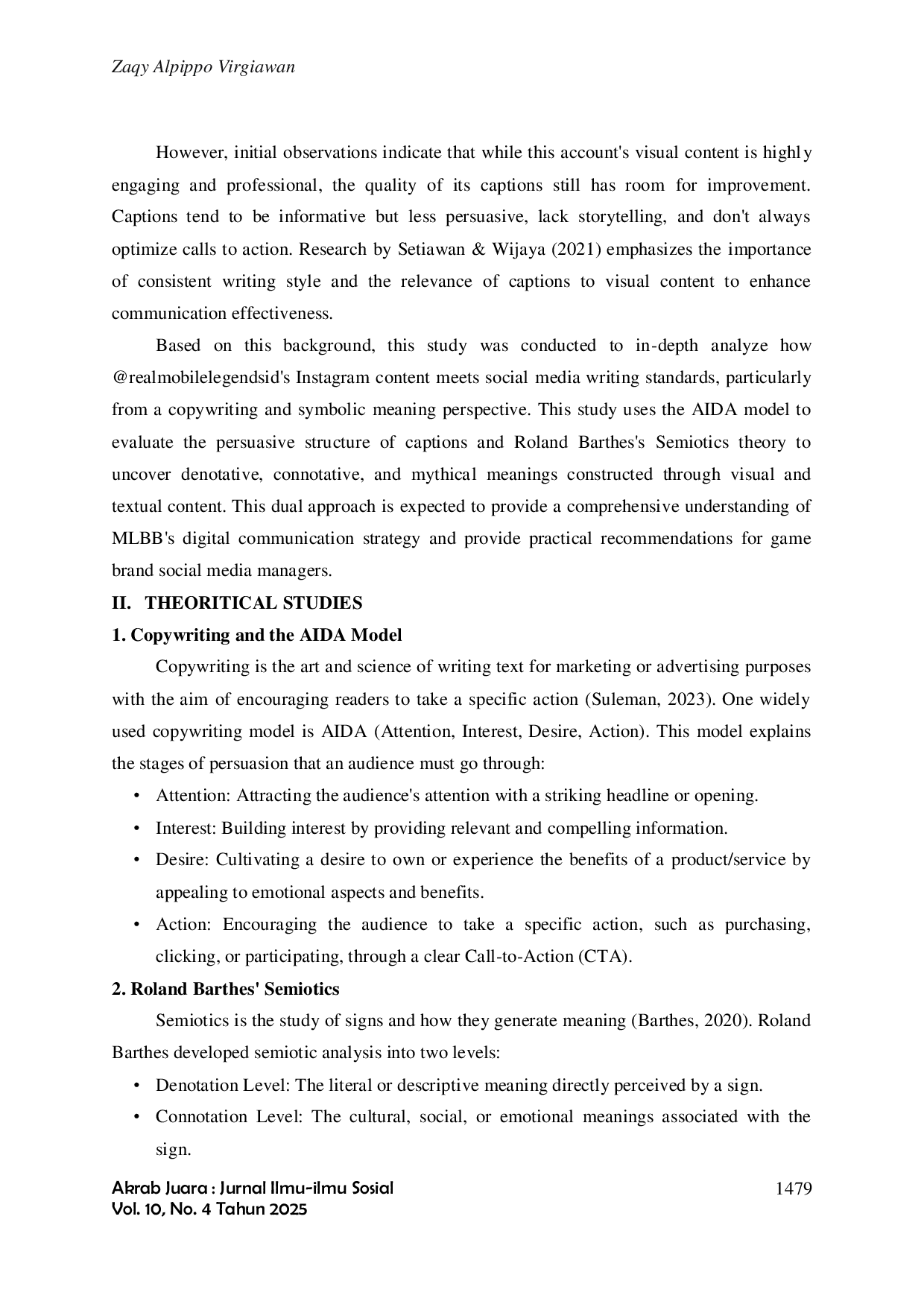 JURIS Analysis Of Mobile Legends Instagram Social Media Content Copywriting And Symbolic Meaning