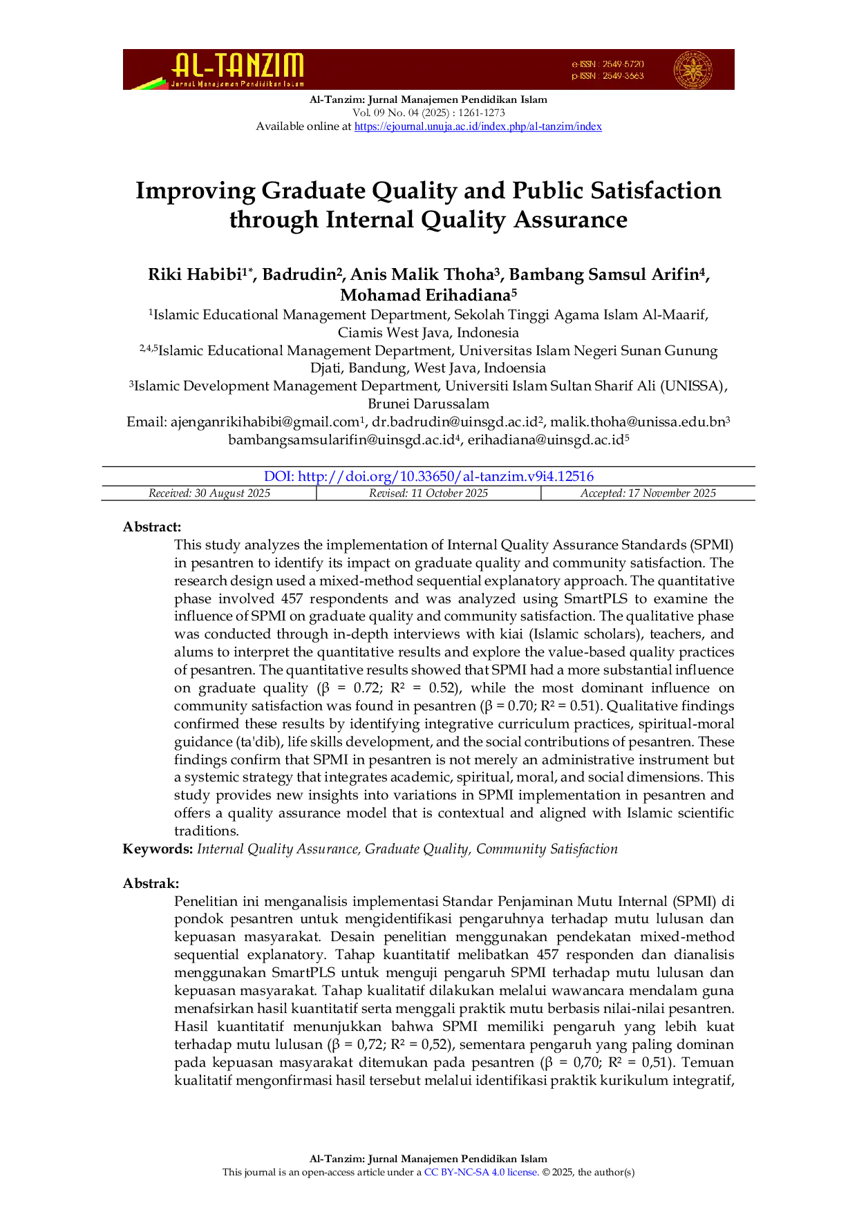 JURIS Improving Graduate Quality and Public Satisfaction through Internal Quality Assurance