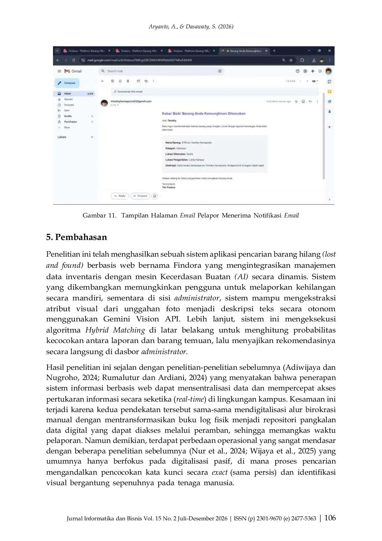 JURIS Implementasi Aplikasi Pencarian Barang Hilang di Lingkungan Kampus dengan Integrasi Artificial Intelligence Berbasis Web