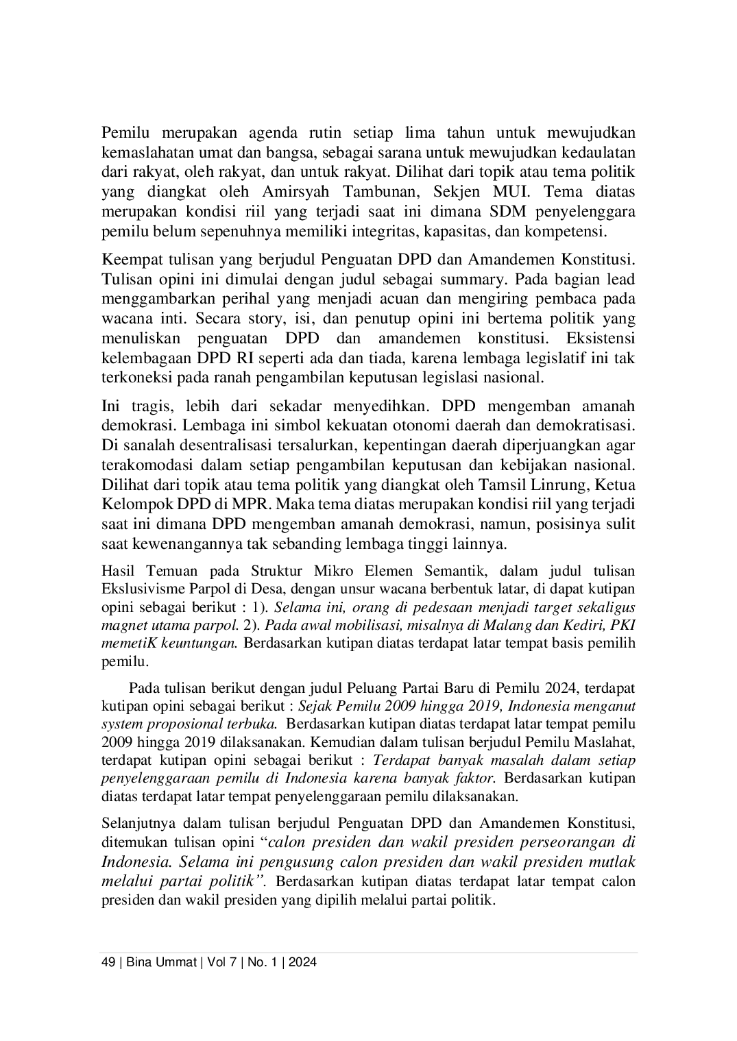 JURIS Kajian Wacana Politik dan Ekonomi di Kolom Harian Umum Republika Periode Juni Desember 2021