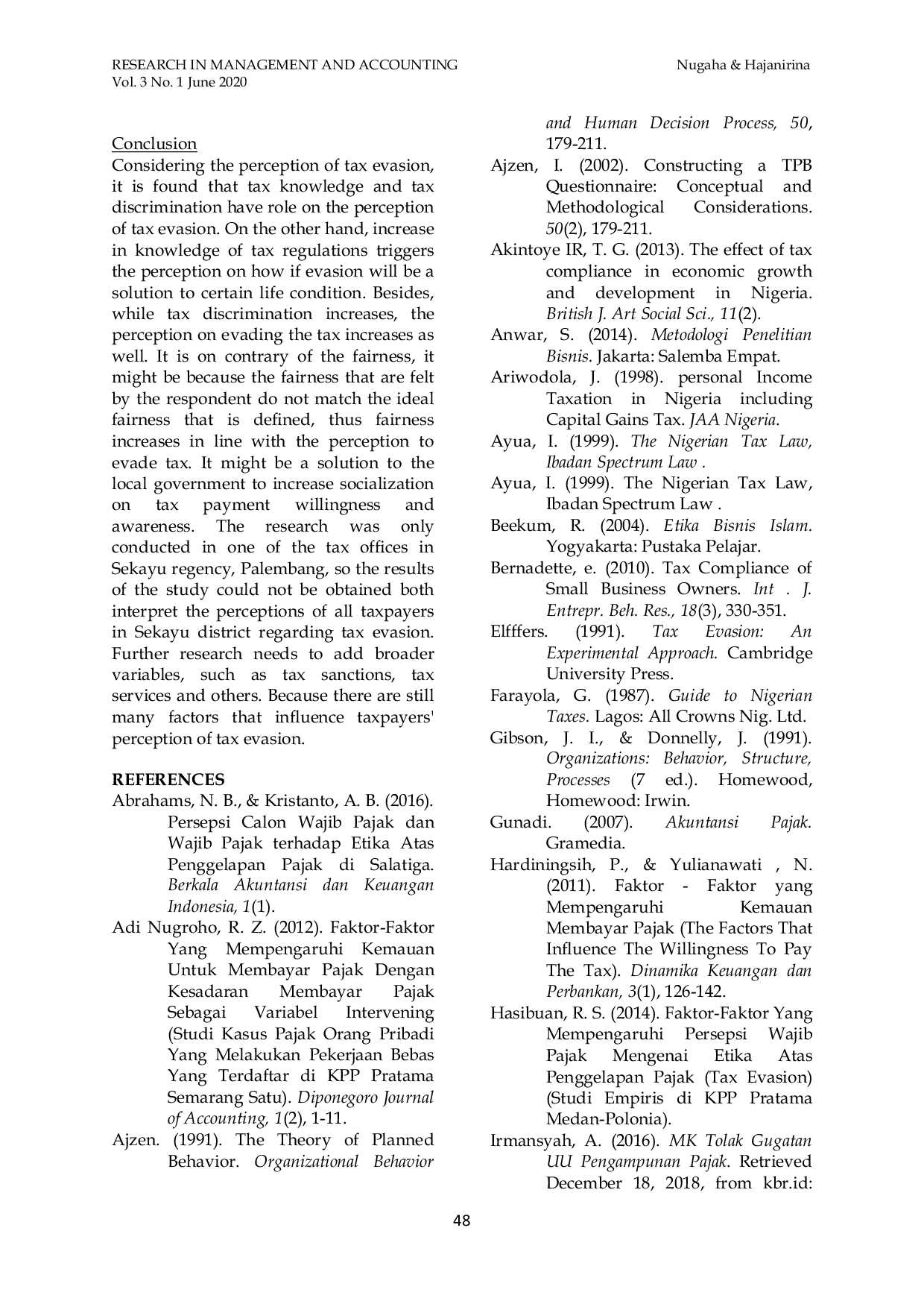 JURIS Taxpayers Perception of Tax Evasion Studied from Tax Knowledge Tax Fairness and Tax Discrimination