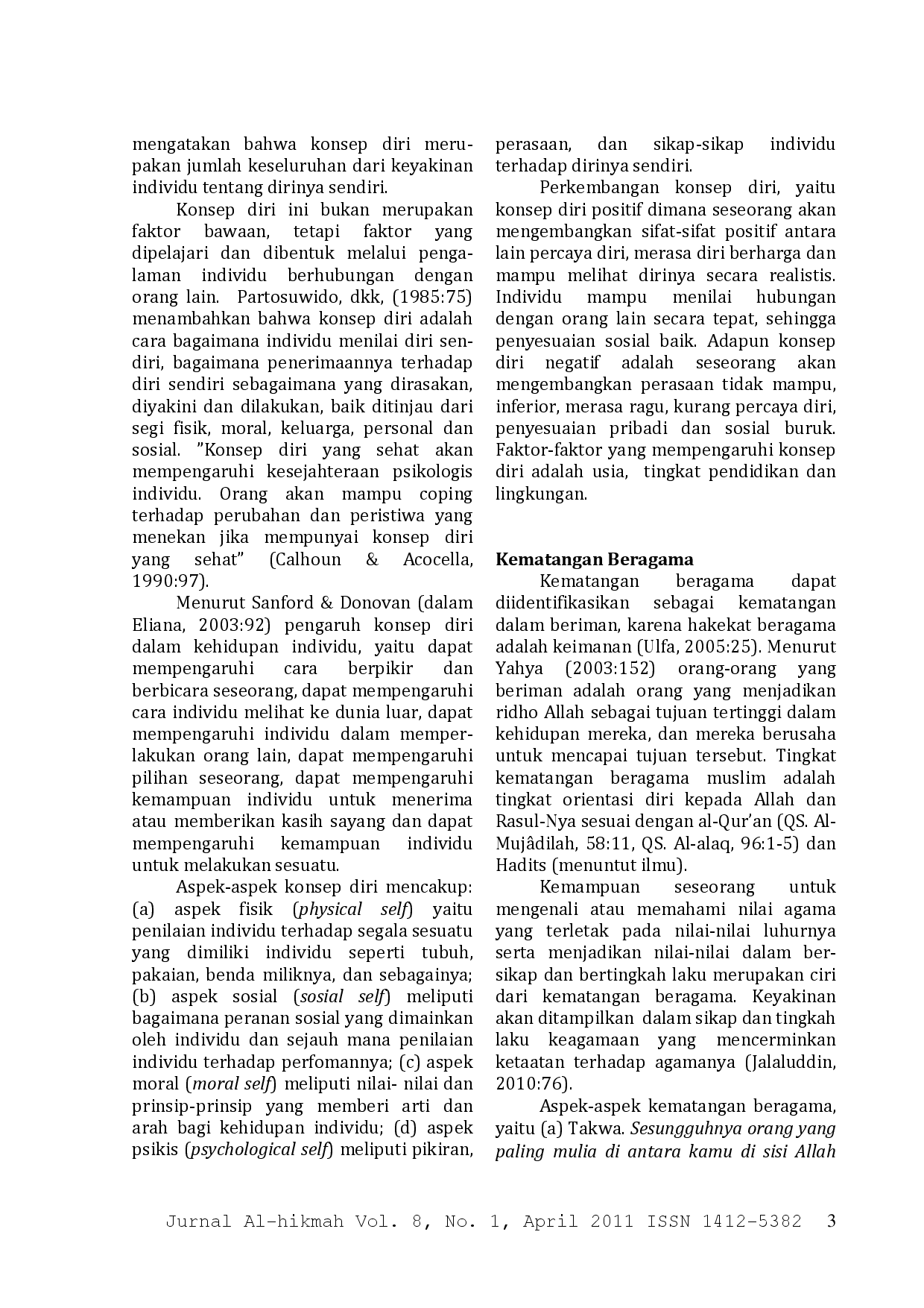 juris Hubungan Kematangan Beragama dengan Konsep Diri