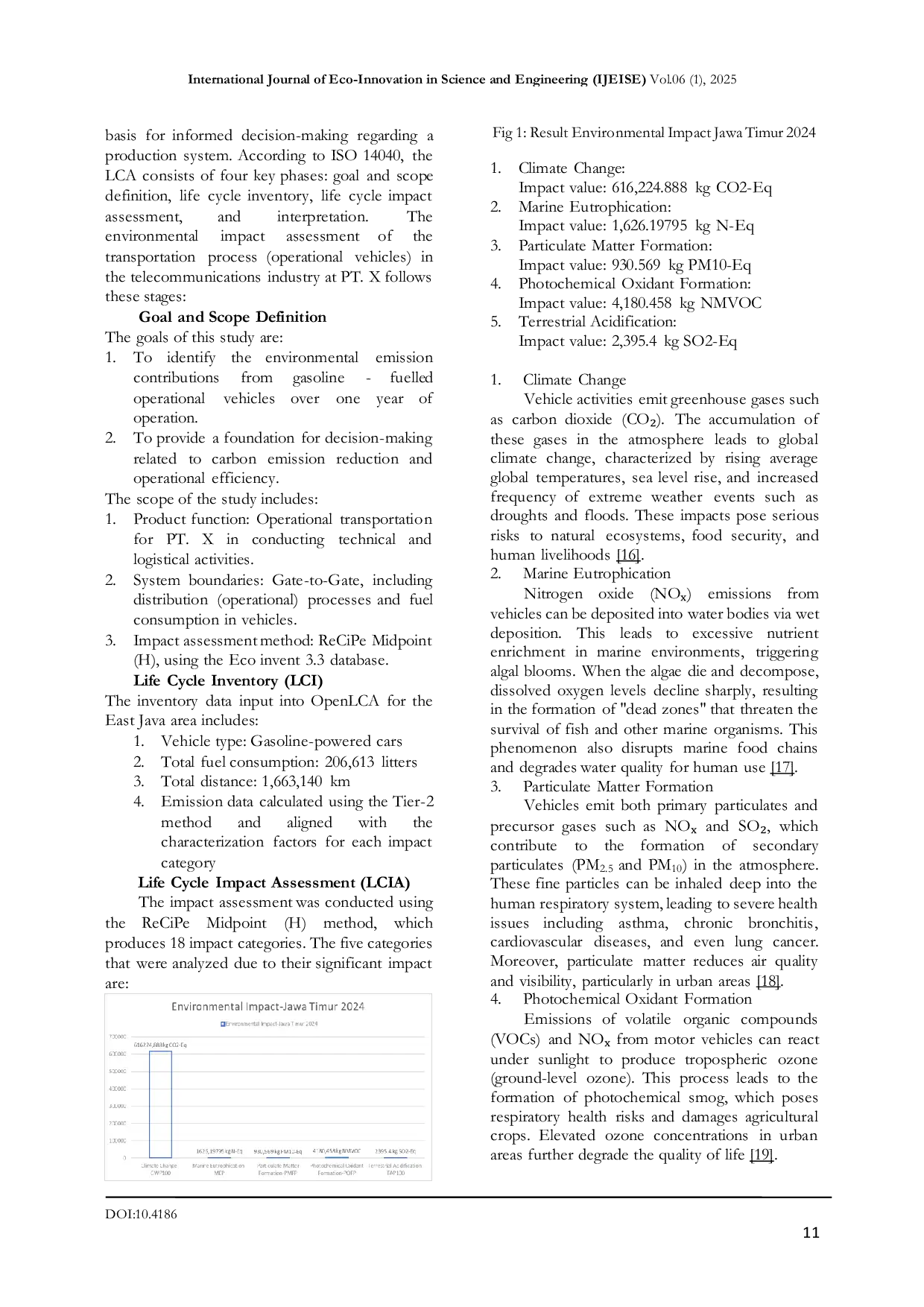 JURIS Life Cycle Assessment LCA Analysis Operational Vehicles Telecommunication Industry at PT X in East Java Using OpenLCA Software and the ReCipe Midpoint H Method