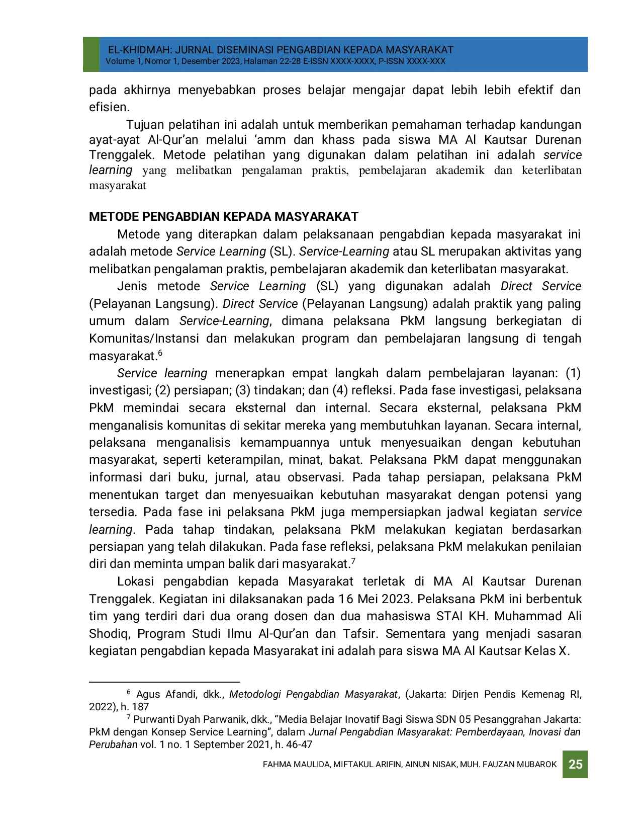 JURIS Pendampingan Peningkatan Pemahaman Kandungan Al Quran Melalui Amm Dan Khass Pada Siswa Kelas X Ma Al Kautsar Durenan