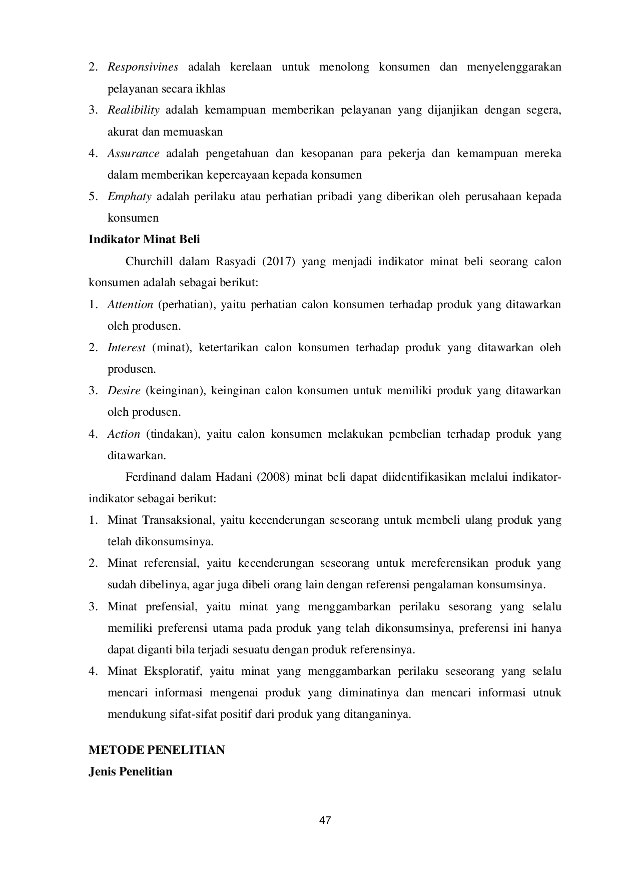 juris Alwinda Manao PENGARUH PELAYANAN TERHADAP MINAT BELI DI UD SERLIN TALUNOHI KECAMATAN MAZINO