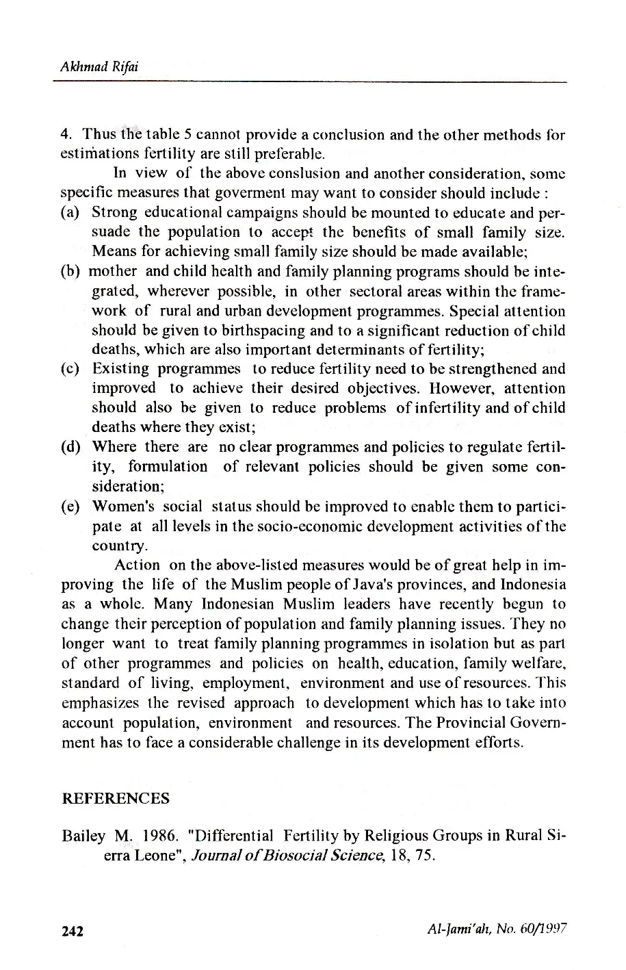 JURIS Muslim Fertility In Indonesia a Feature of Proximate Determinants of Java Bali