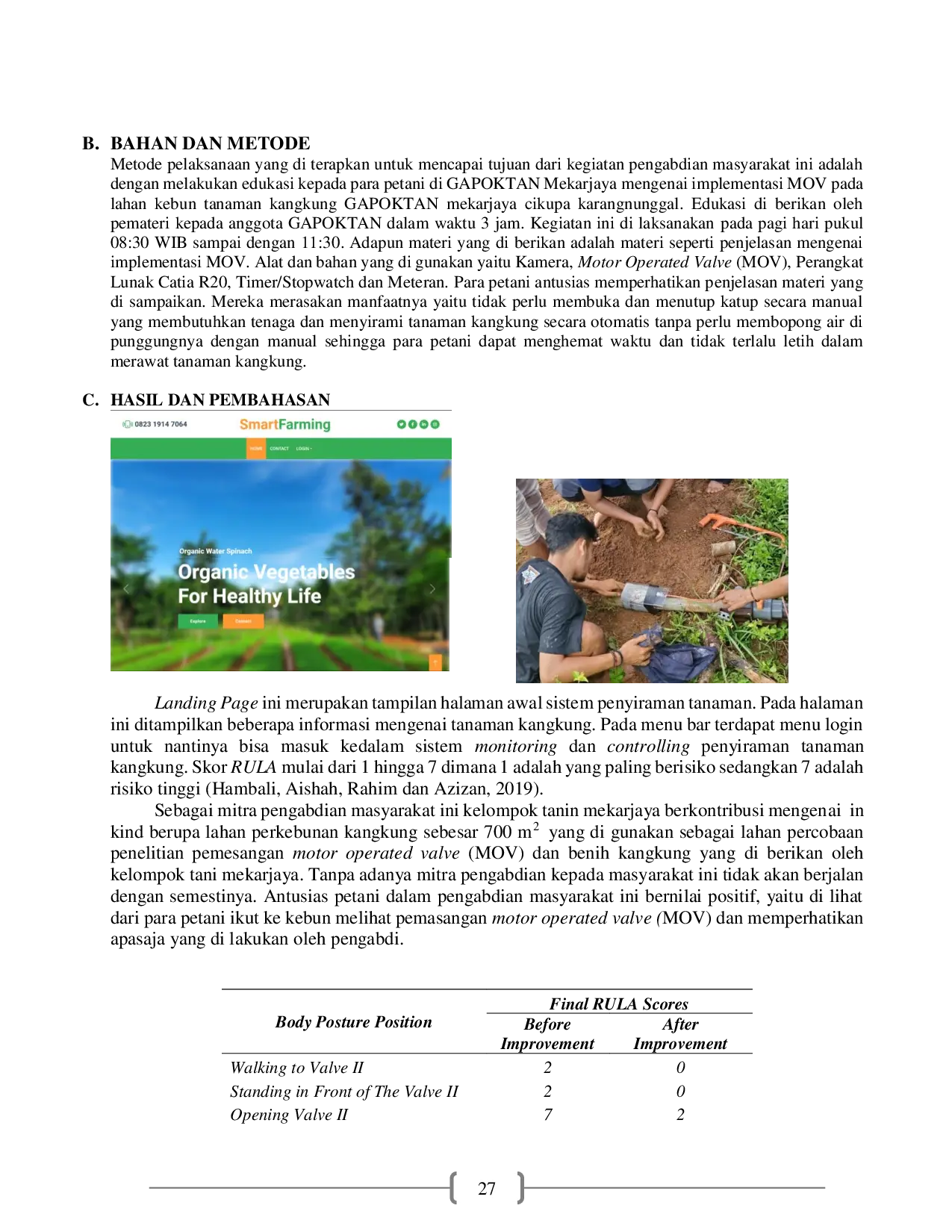 JURIS Implementasi Motor Operated Valve Untuk Penyiraman Tanaman Kangkung Di Lahan Gapoktan Mekar Jaya