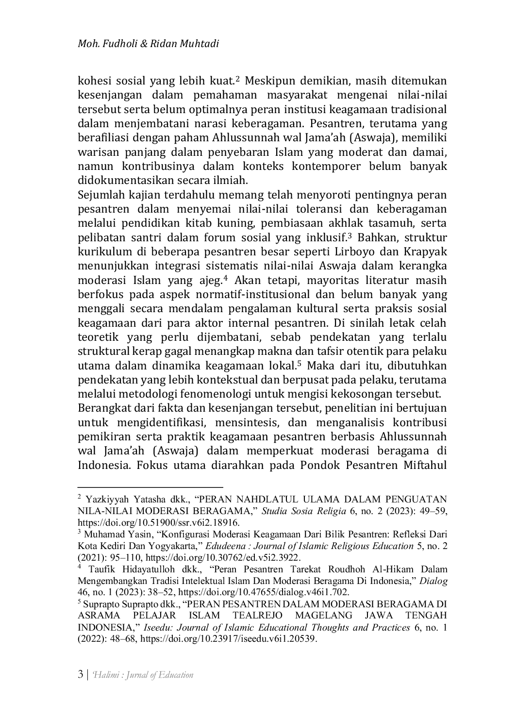 JURIS Transformasi Peran Sosial Keagamaan Pesantren Aswaja dalam Arsitektur Moderasi Beragama di Indonesia