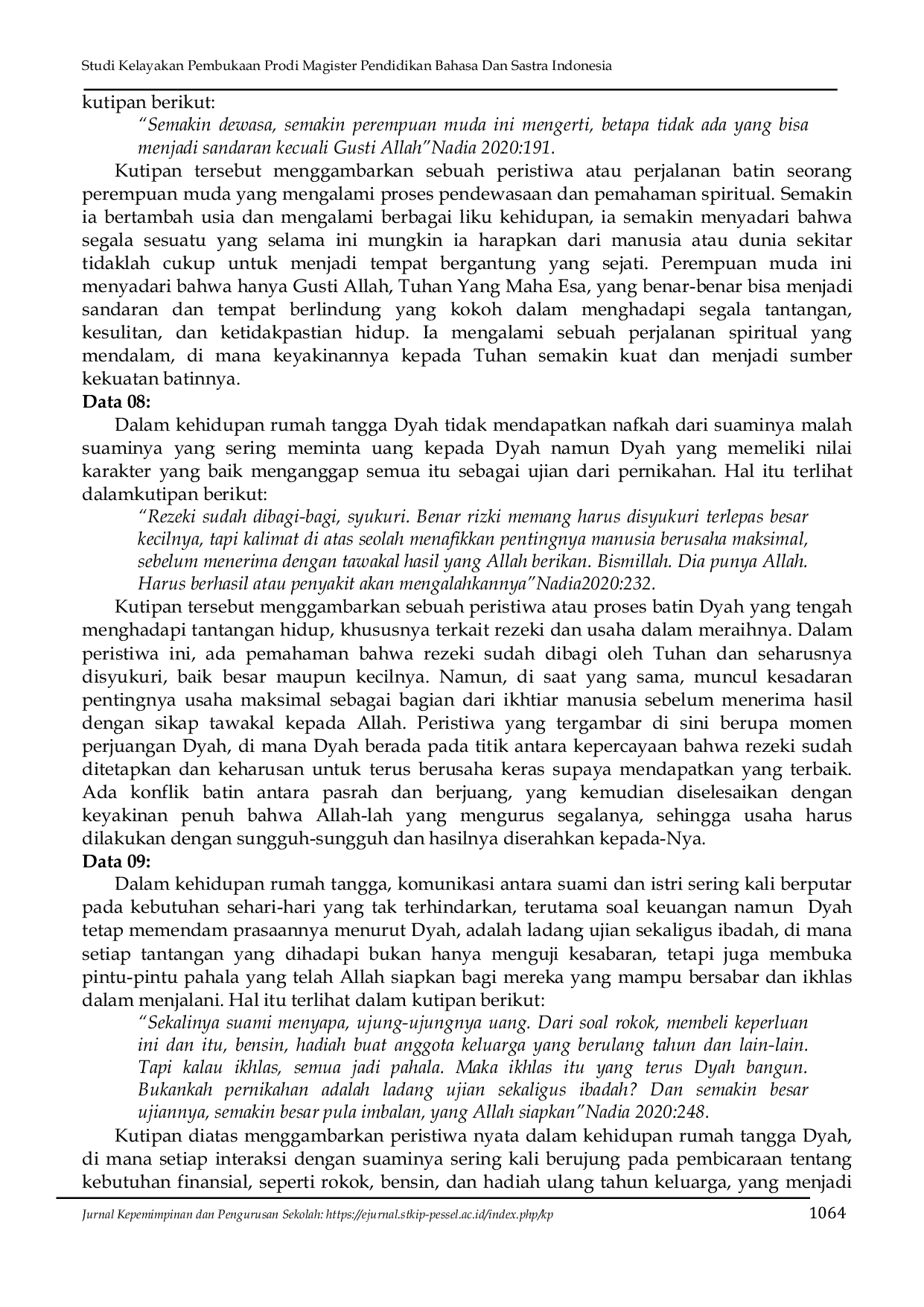 JURIS Nilai Nilai Karakter Kekhususan Hubungan dengan Tuhan dalam Novel Sehidup Sesurga Denganmu Karya Asma Nadia