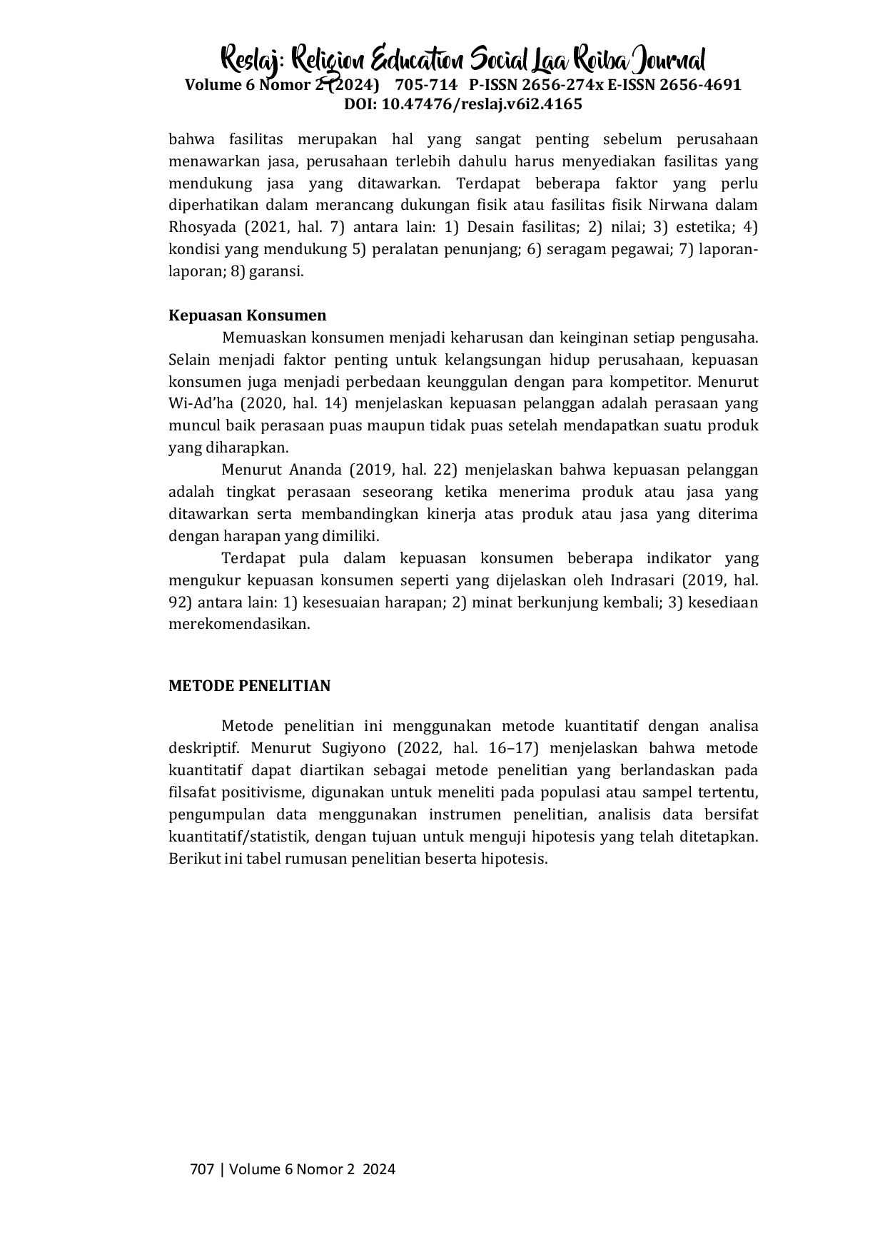 juris Pengaruh Kualitas Pelayanan dan Fasilitas terhadap Kepuasan Pelanggan di Warteg Kharisma Bahari Cicadas Gunung Putri