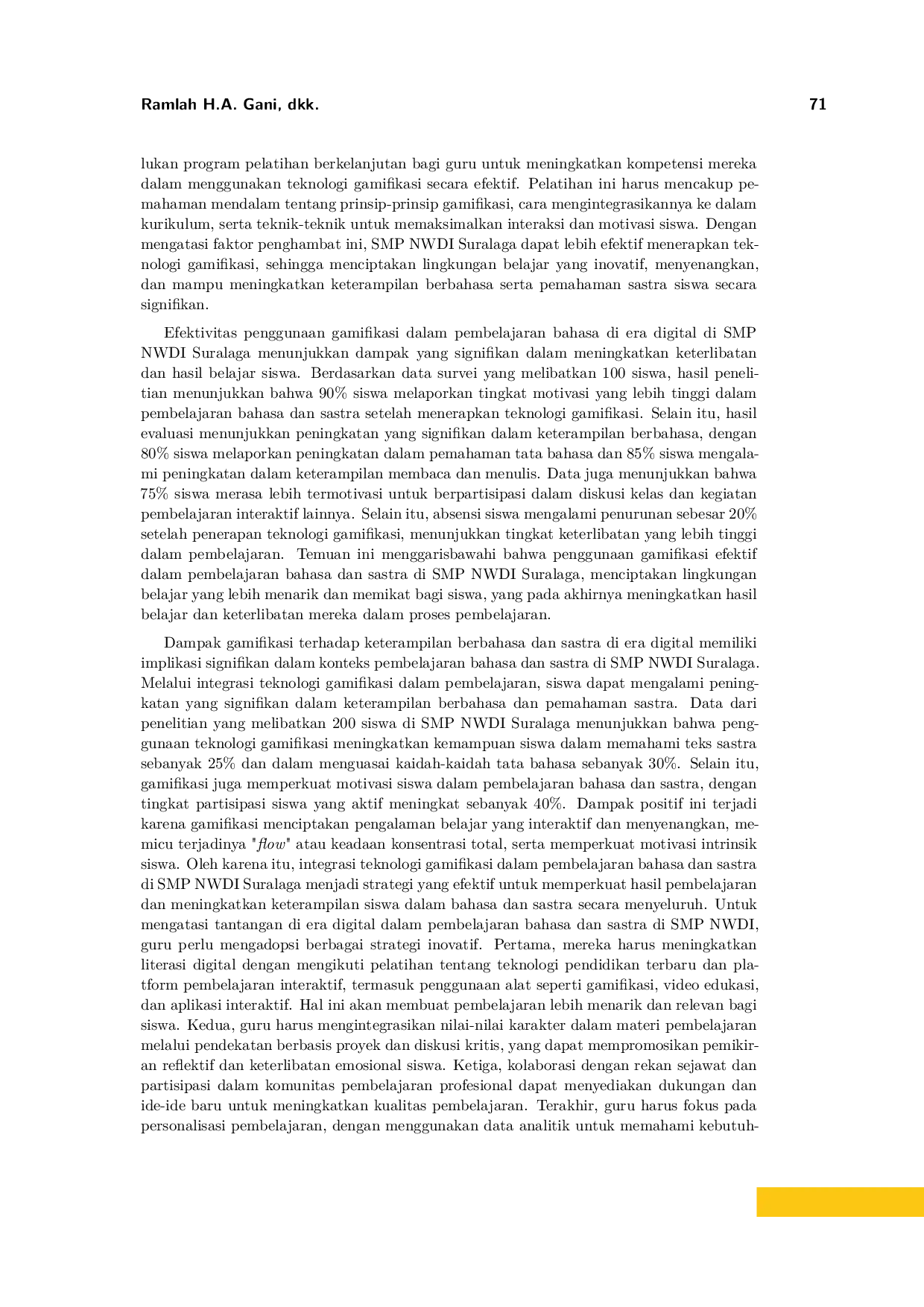 JURIS Integrasi Teknologi Gamifikasi dalam Pembelajaran Bahasa dan Sastra Indonesia di Era Digital di SMP NWDI Suralaga