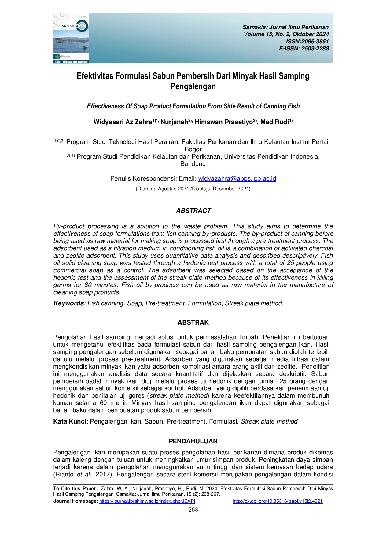 JURIS Efektivitas Formulasi Sabun Pembersih Dari Minyak Hasil Samping Pengalengan