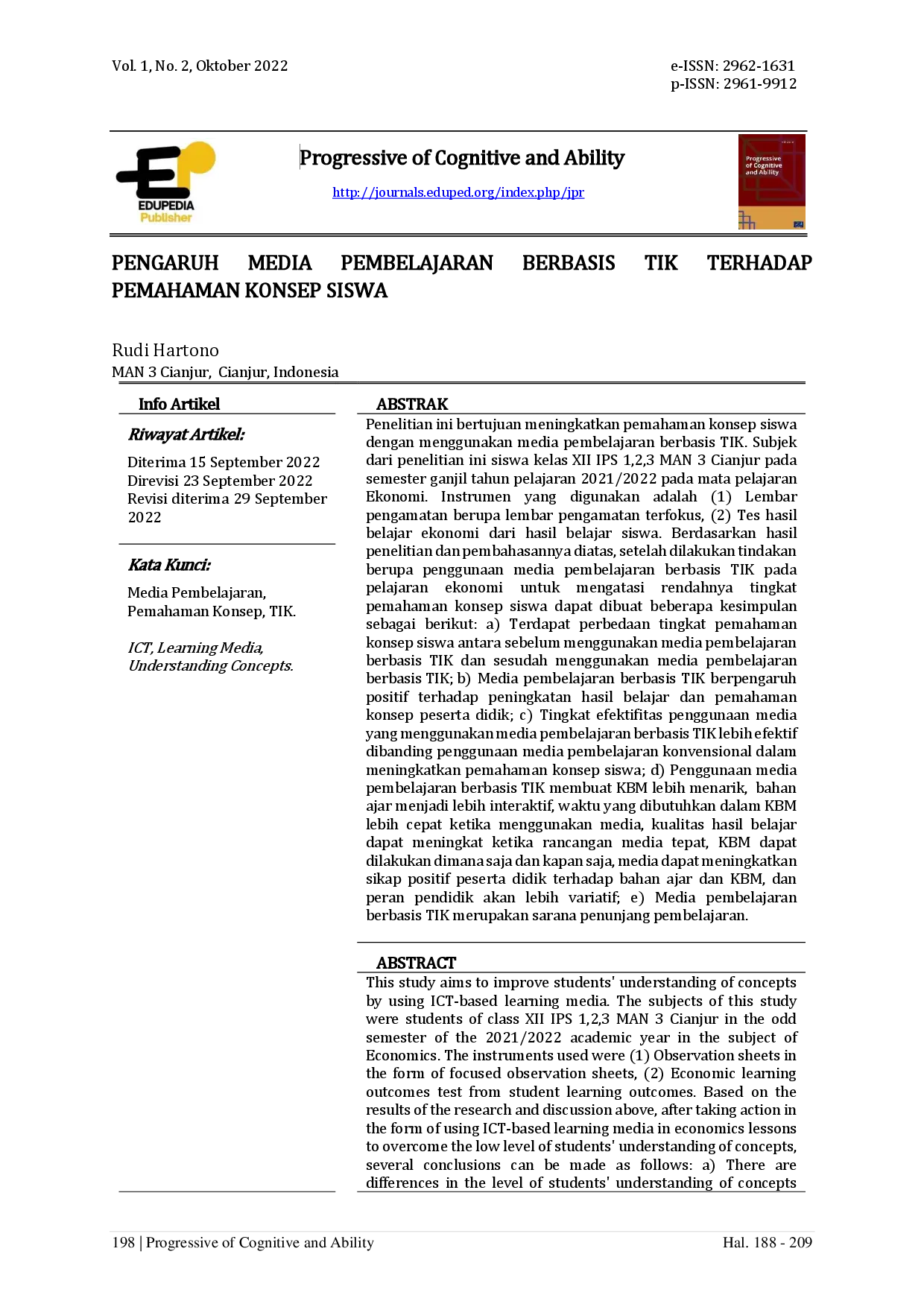 juris Pengaruh Media Pembelajaran Berbasis TIK Terhadap Pemahaman Konsep Siswa