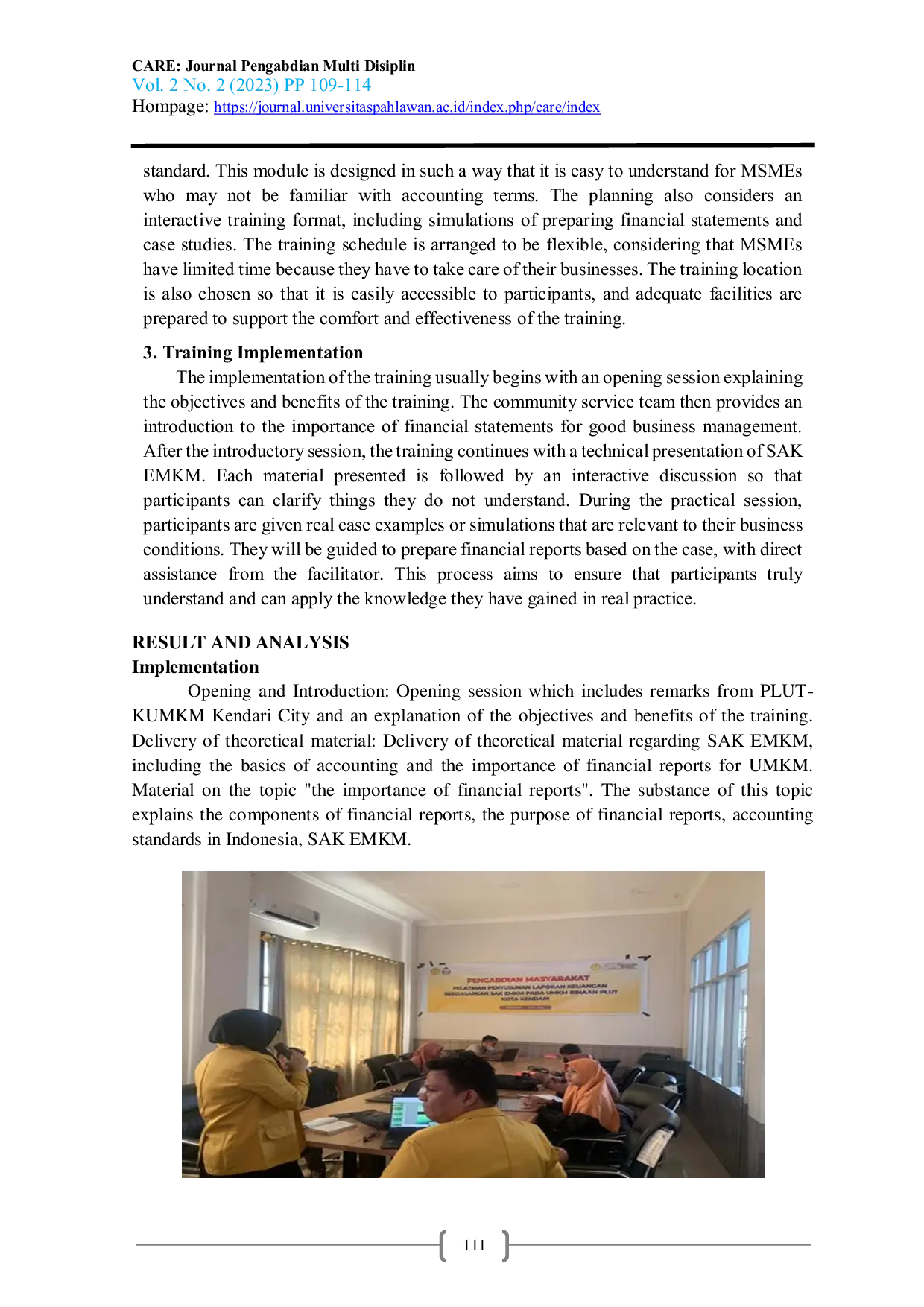 JURIS Financial Report Preparation Training For Kendari City MSMEs