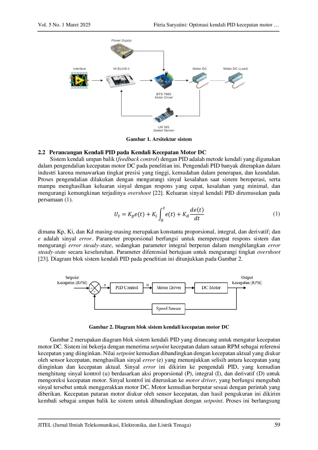 JURIS Optimasi kendali PID kecepatan motor DC dengan metode tuning particle swarm optimization