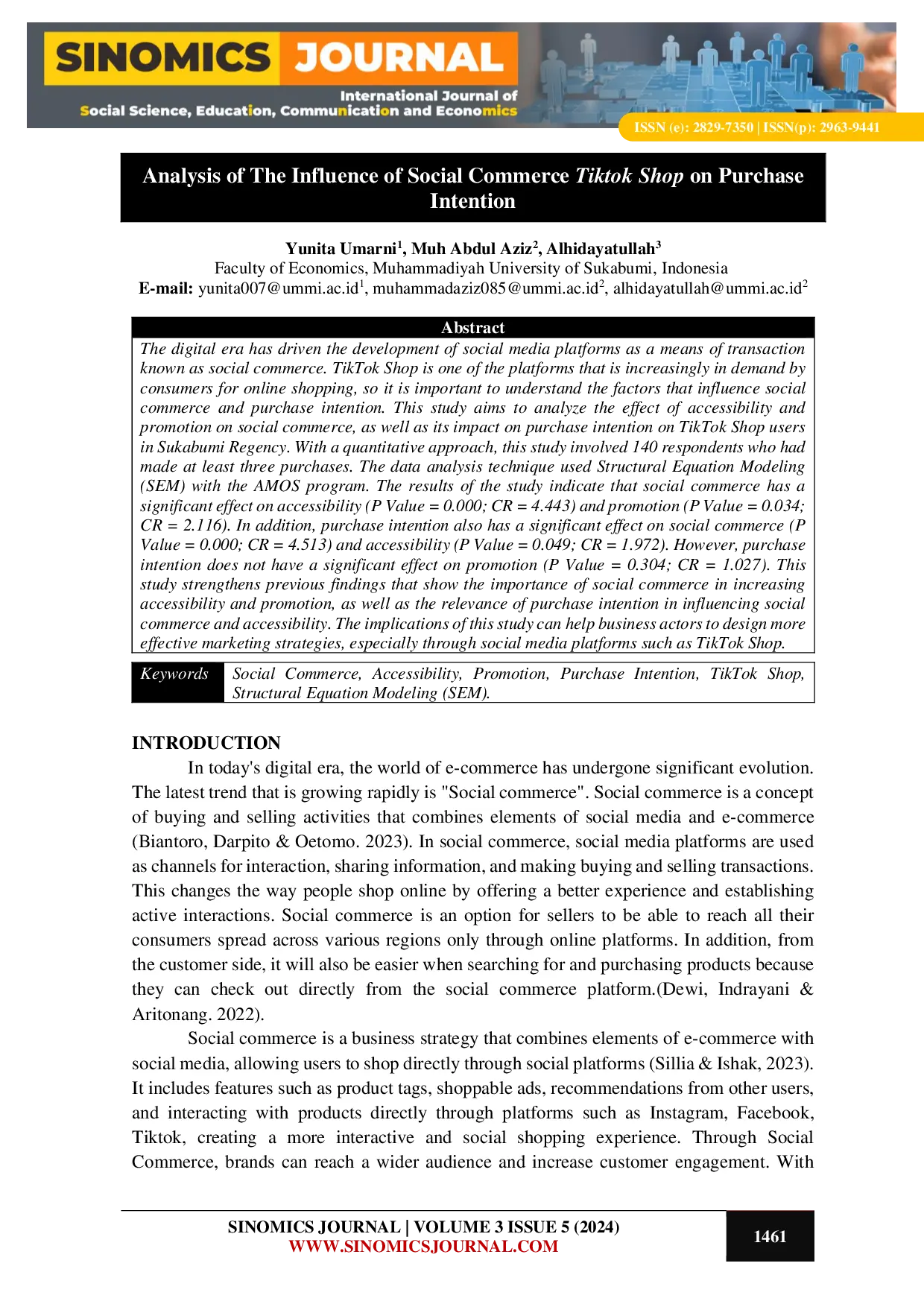 JURIS Analysis of The Influence of Social Commerce Tiktok Shop on Purchase Intention