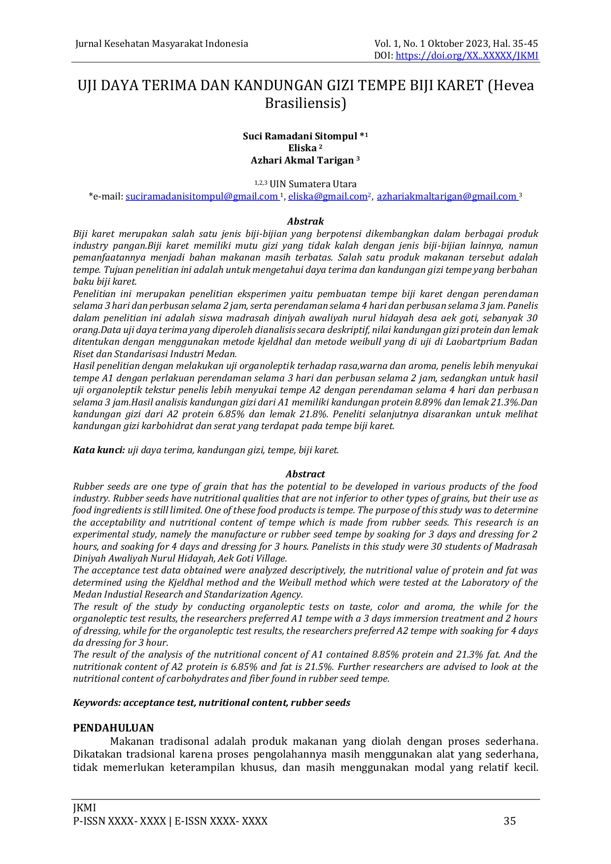 JURIS UJI DAYA TERIMA DAN KANDUNGAN GIZI TEMPE BIJI KARET Hevea Brasiliensis