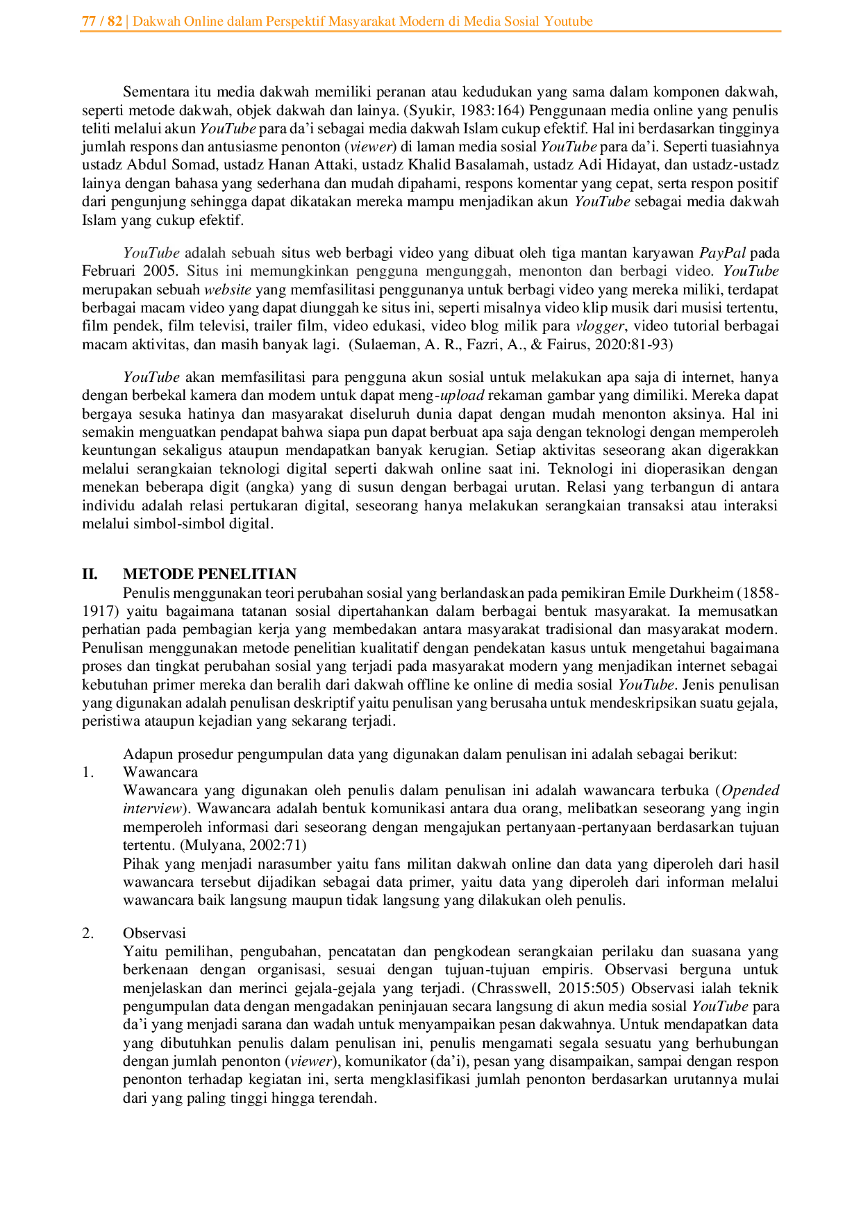 JURIS Dakwah Online Dalam Perspektif Masyarakat Modern Di Media Sosial Youtube