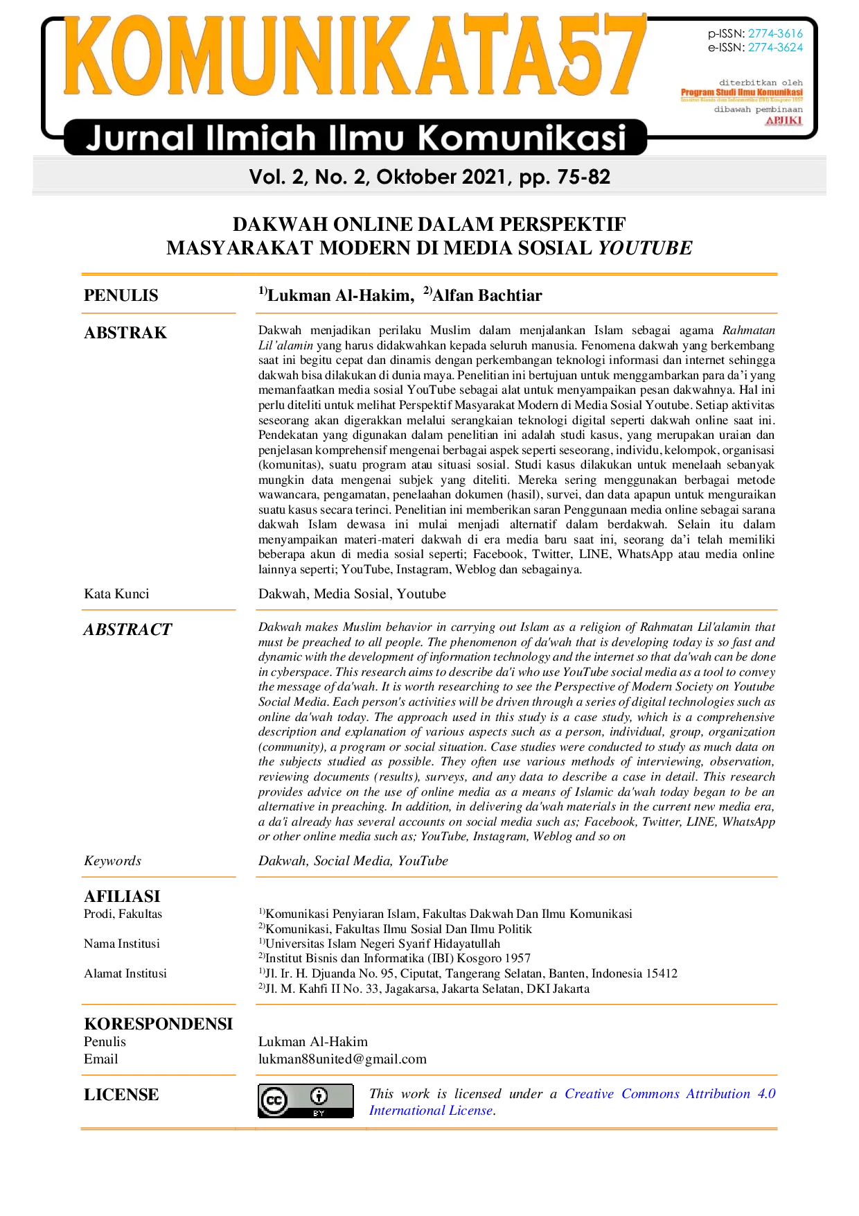 JURIS Dakwah Online Dalam Perspektif Masyarakat Modern Di Media Sosial Youtube