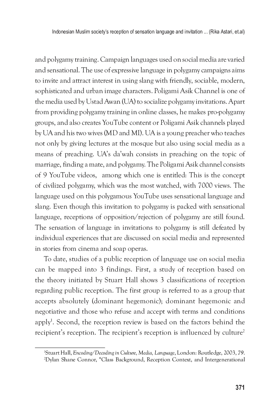 JURIS Indonesian Muslim society s reception of sensation language and invitation to polygamy on social media