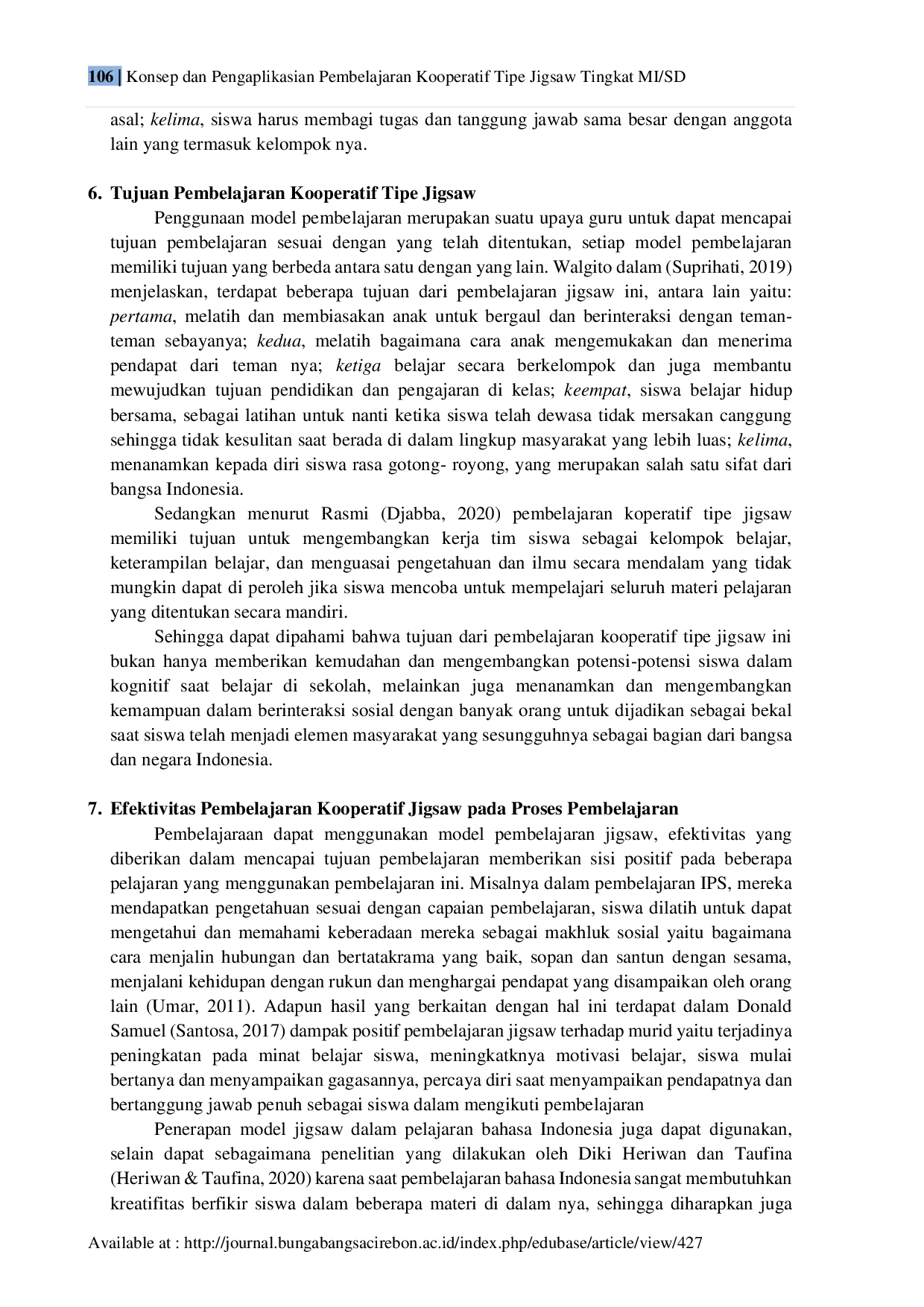 JURIS Konsep dan Pengaplikasian Pembelajaran Kooperatif Tipe Jigsaw Tingkat MI SD