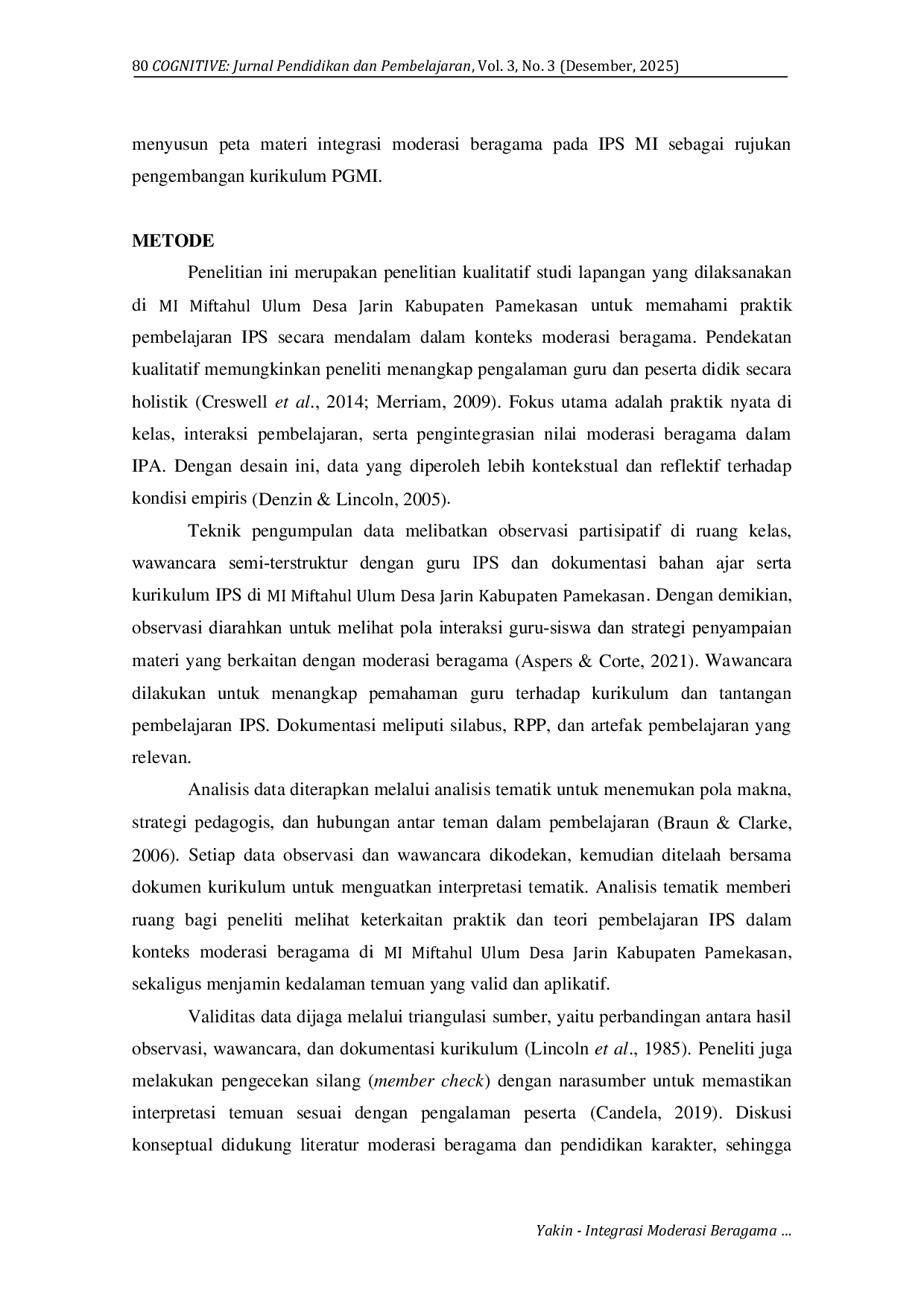 JURIS Integrasi Moderasi Beragama dalam Pembelajaran IPS MI Kajian Emperis dan Peta Materi untuk PGMI