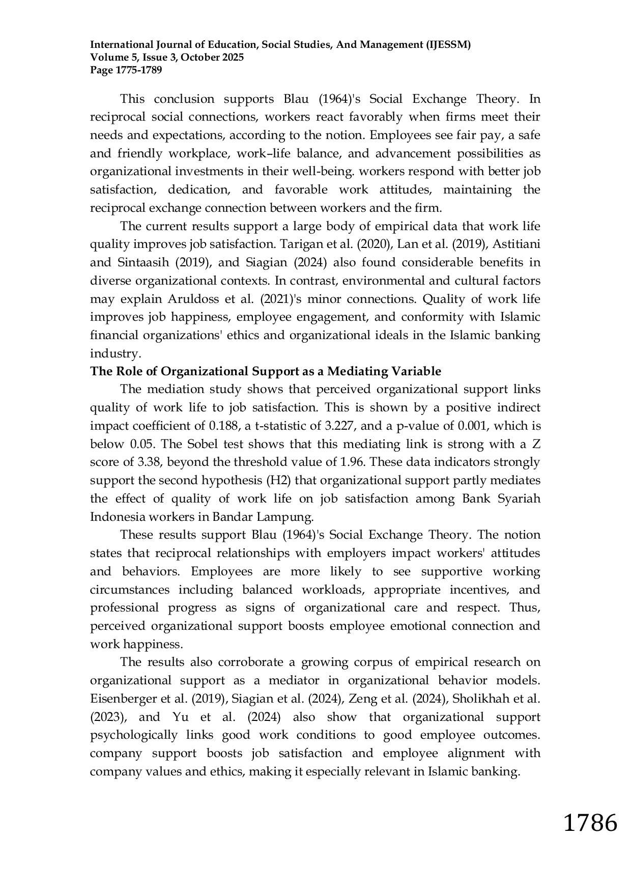 JURIS The Effect of Work Life Quality on Job Satisfaction with Organizational Support as a Mediator Variable