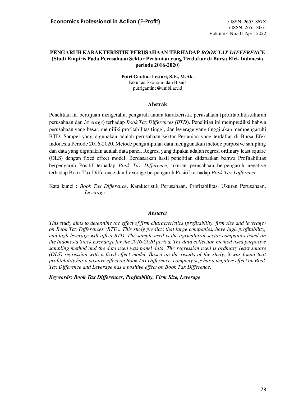 JURIS Pengaruh Karakteristik Perusahaan Terhadap Book Tax Difference