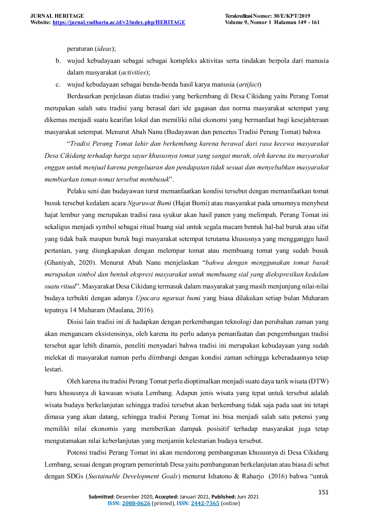 JURIS Branding Event Budaya Perang Tomat di Desa Cikidang Menjadi Destinasi Wisata Berkelanjutan Melalui Strategi Media Komunikasi