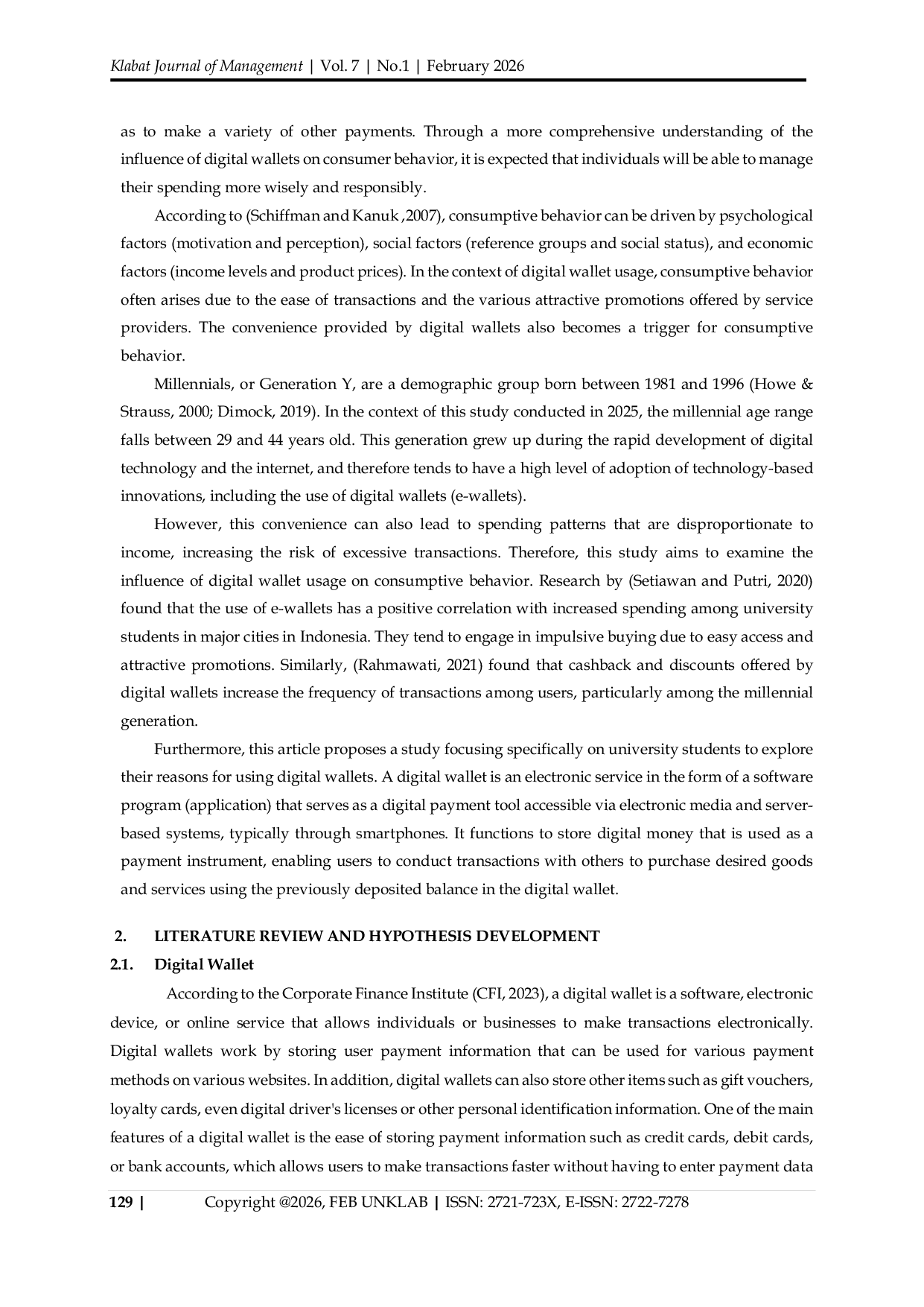 JURIS Millennials and Digital Wallets Addressing Consumer Behavior in the Technology Era