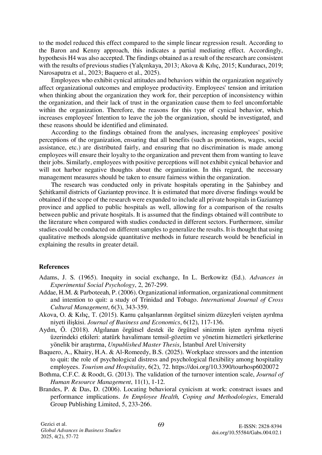JURIS The mediating role of organizational cynicism in the effect of distributional justice on intention to leave the job