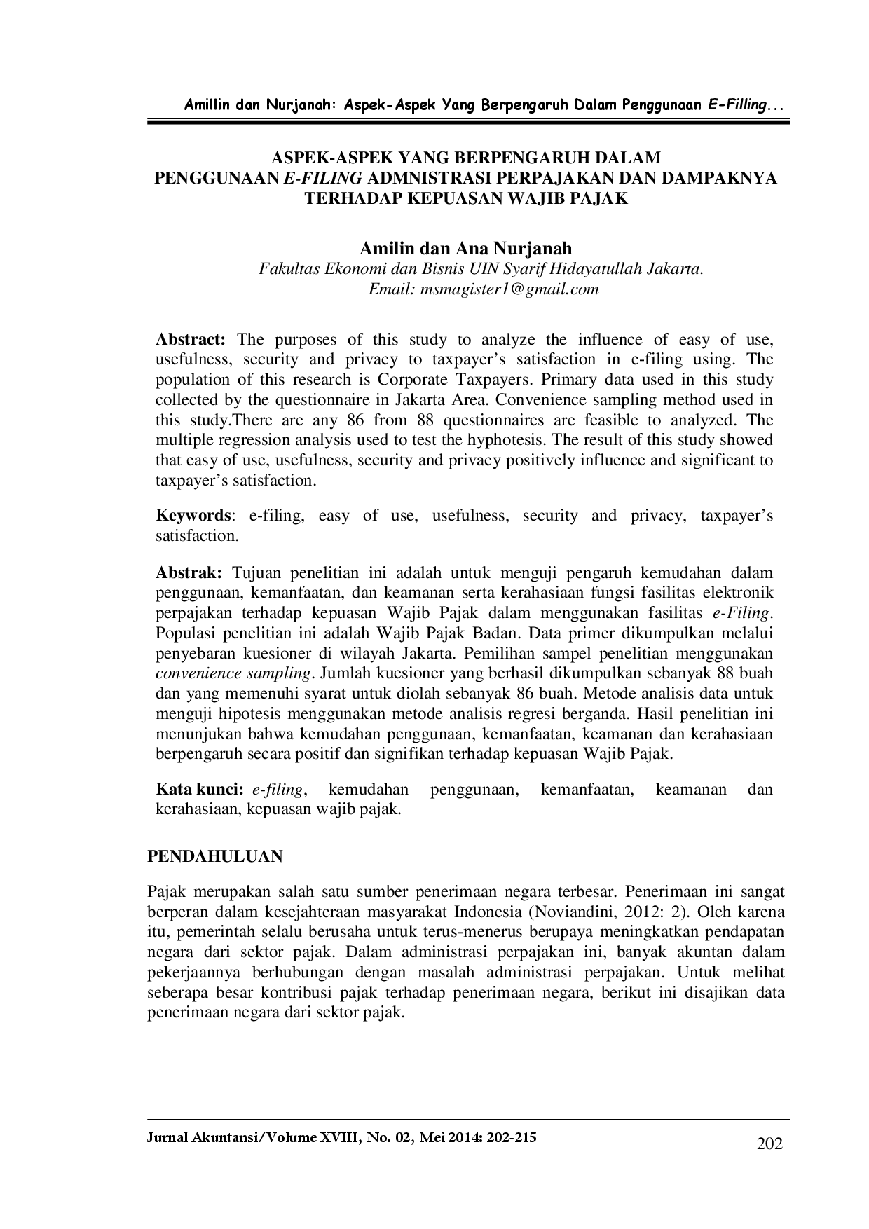juris Aspek Aspek Yang Berpengaruh Dalam Penggunaan E Filling Administrasi Perpajakan Dan Dampaknya Terhadap Kepuasan Wajib Pajak