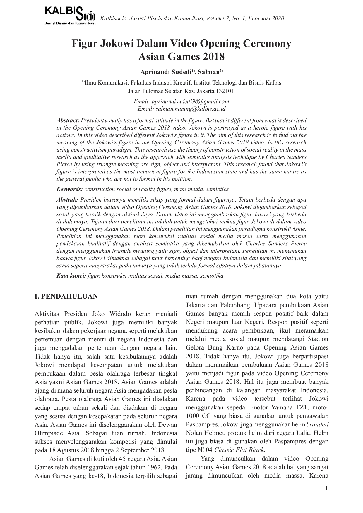 JURIS Figur Jokowi Dalam Video Opening Ceremony Asian Games 2018