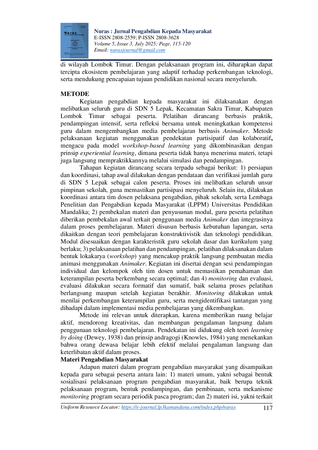 JURIS Pelatihan Pemanfaatan Media Pembelajaran Presentasi Berbasis Animaker terhadap Hasil Belajar