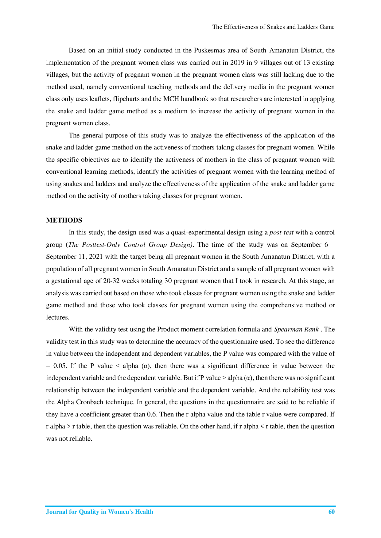 JURIS The Effectiveness of Snakes and Ladders Game on Mother s Activeness in Participating of Pregnant Women s Classes in South Amanatun District Timor Tengah Selatan