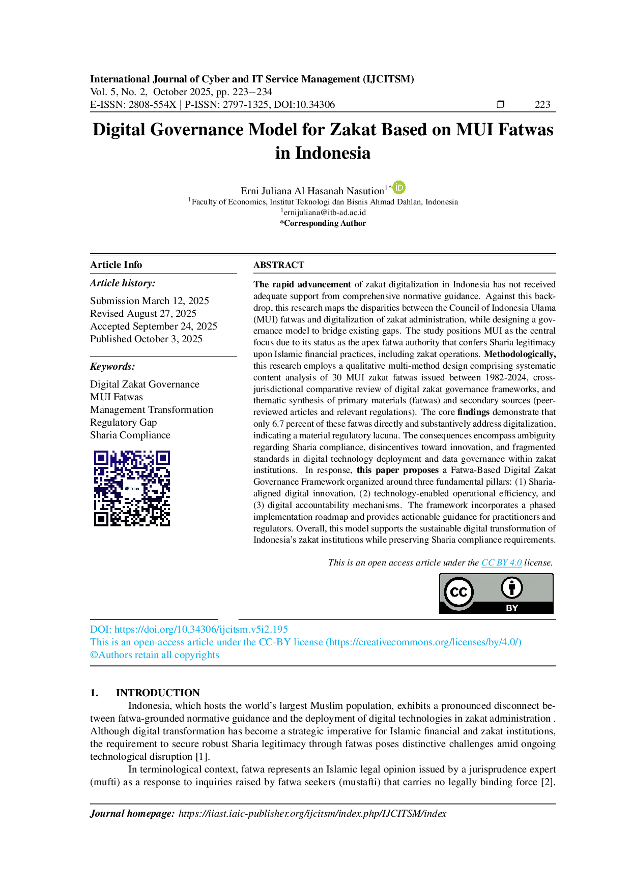 JURIS Digital Governance Model for Zakat Based on MUI Fatwas in Indonesia