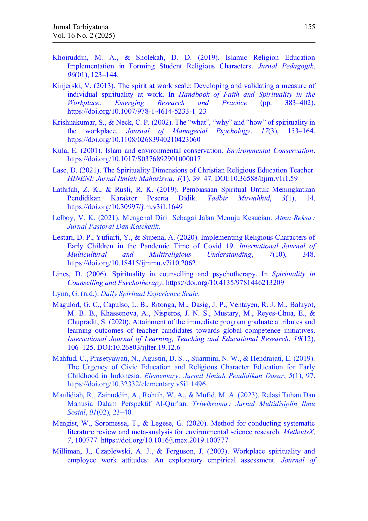 JURIS Teacher Spirituality Assessment in Developing Character Oriented Educators A Systematic Literature Review