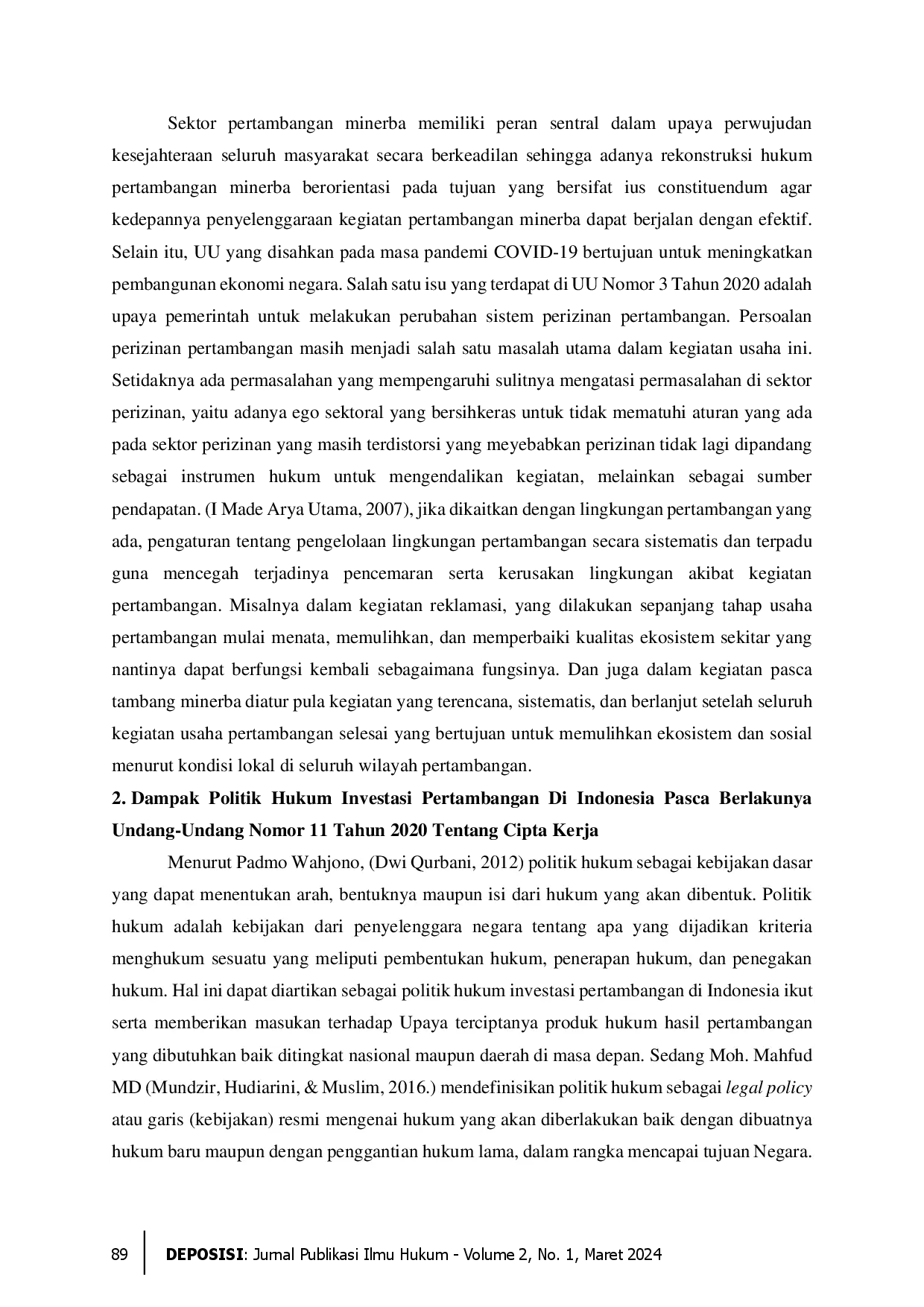 juris Politik Hukum Investasi Pertambangan di Indonesia