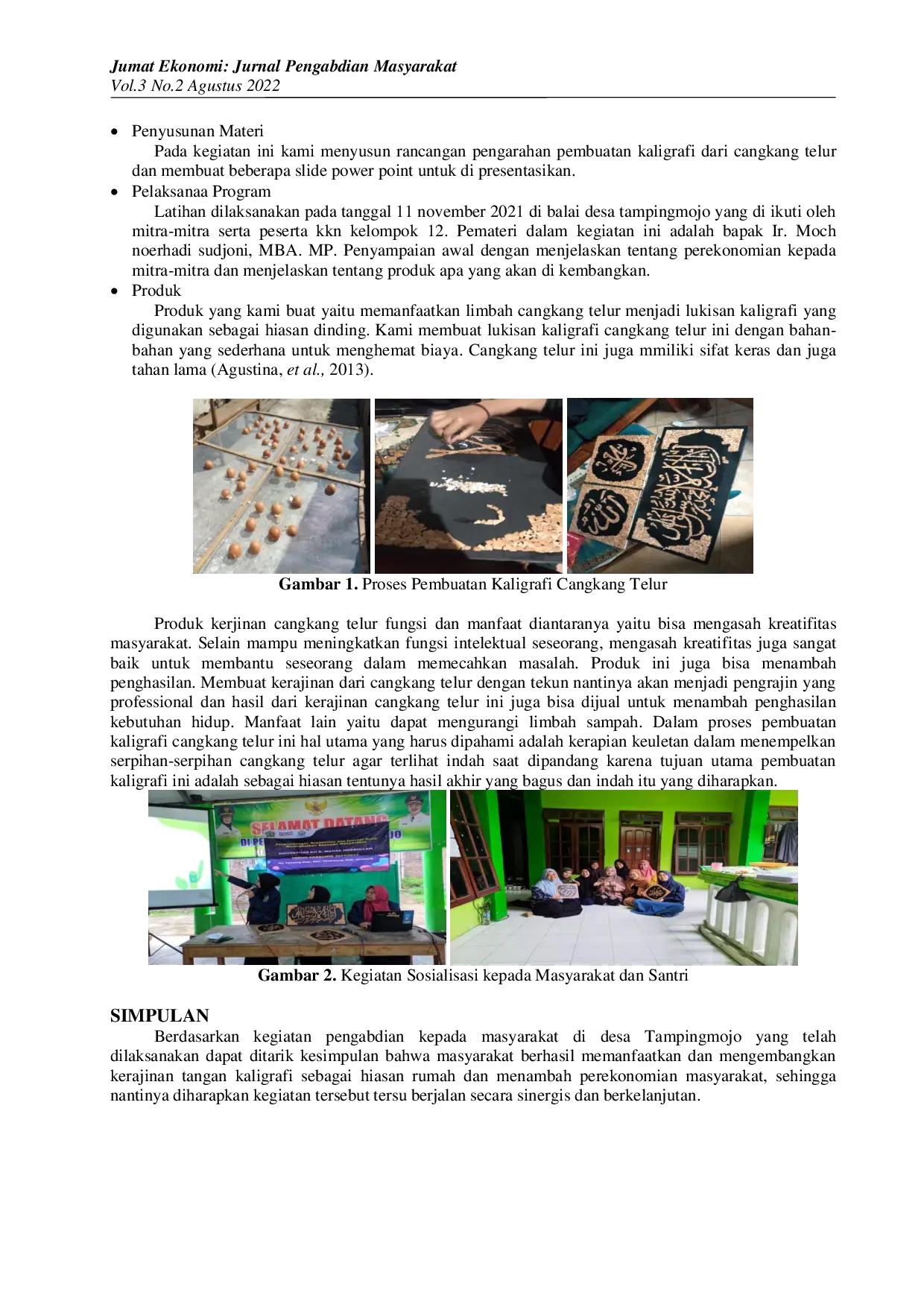 JURIS Limbah Cangkang Telur sebagi Lukisan Kaligrafi