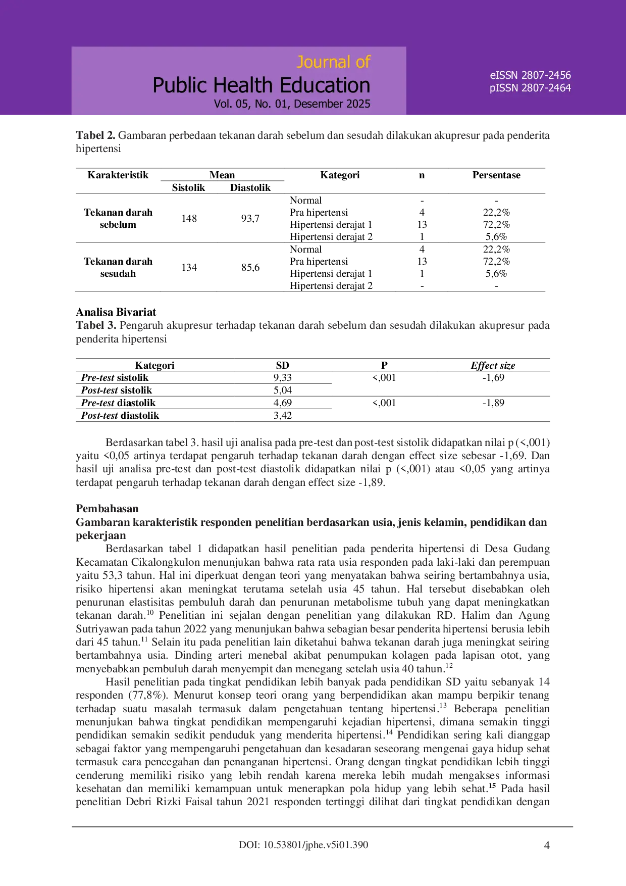 JURIS Pengaruh Akupresur terhadap Tekanan Darah pada Penderita Hipertensi di Desa Gudang Kecamatan Cikalongkulon Kabupaten Cianjur Tahun 2024