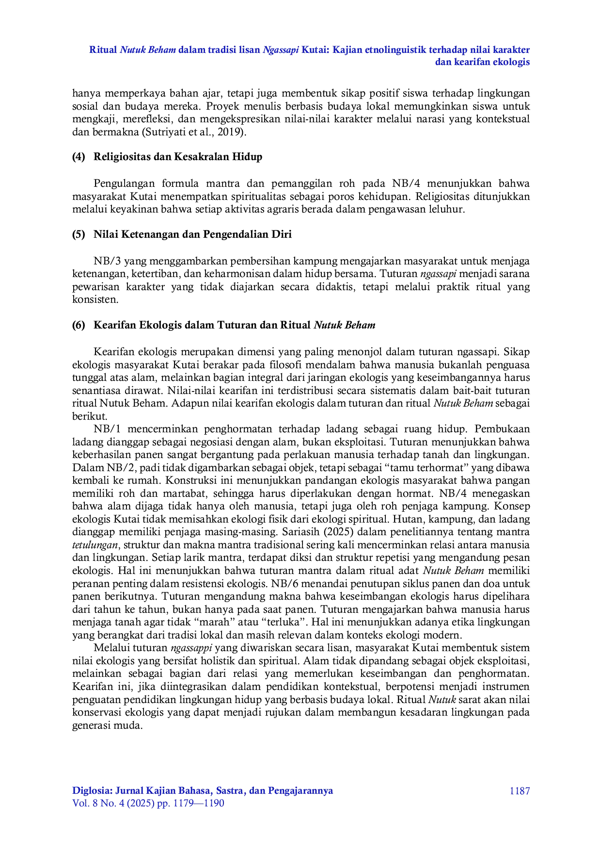 JURIS Ritual Nutuk Beham dalam tradisi lisan Ngassapi Kutai Kajian etnolinguistik terhadap nilai karakter dan kearifan ekologis