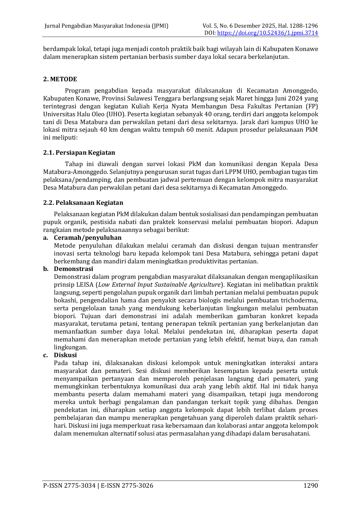 JURIS Penyuluhan Penerapan LEISA untuk Produktivitas Pertanian yang Berkelanjutan di Kecamatan Amonggedo Konawe Sulawesi Tenggara