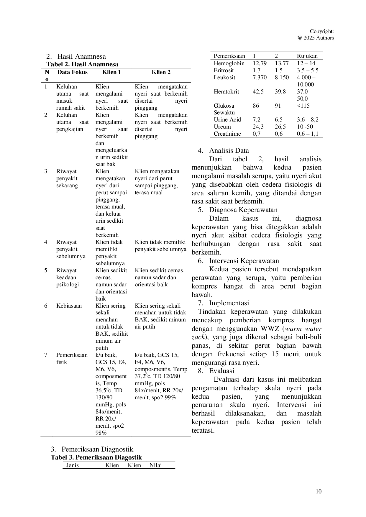 JURIS PEMBERIAN KOMPRES HANGAT WWZ Warm Water Zack PADA PASIEN INFEKSI SALURAN KEMIH ISK DENGAN MASALAH NYERI AKUT