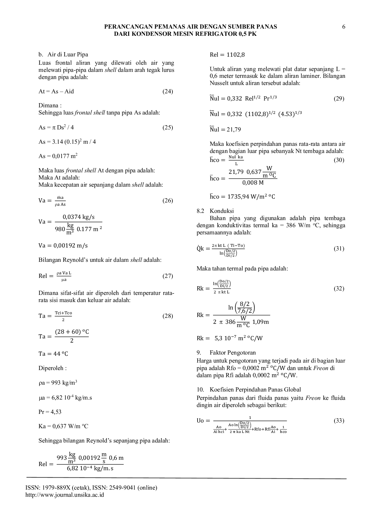 JURIS PERANCANGAN PEMANAS AIR DENGAN SUMBER PANAS DARI KONDENSOR MESIN REFRIGERATOR 0 5 PK Bahasa Indonesia